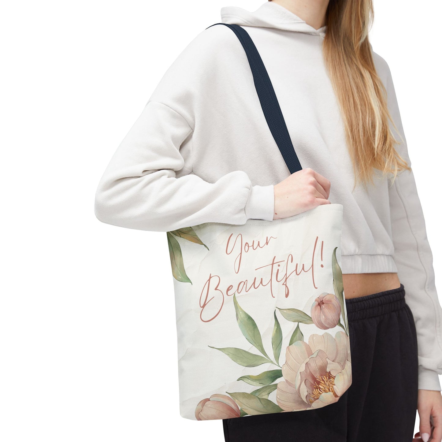 Your Beautiful Floral Tote Bag, Inspirational Tote, Eco-Friendly Tote, Gift for Mom, Fashionable Grocery Bag