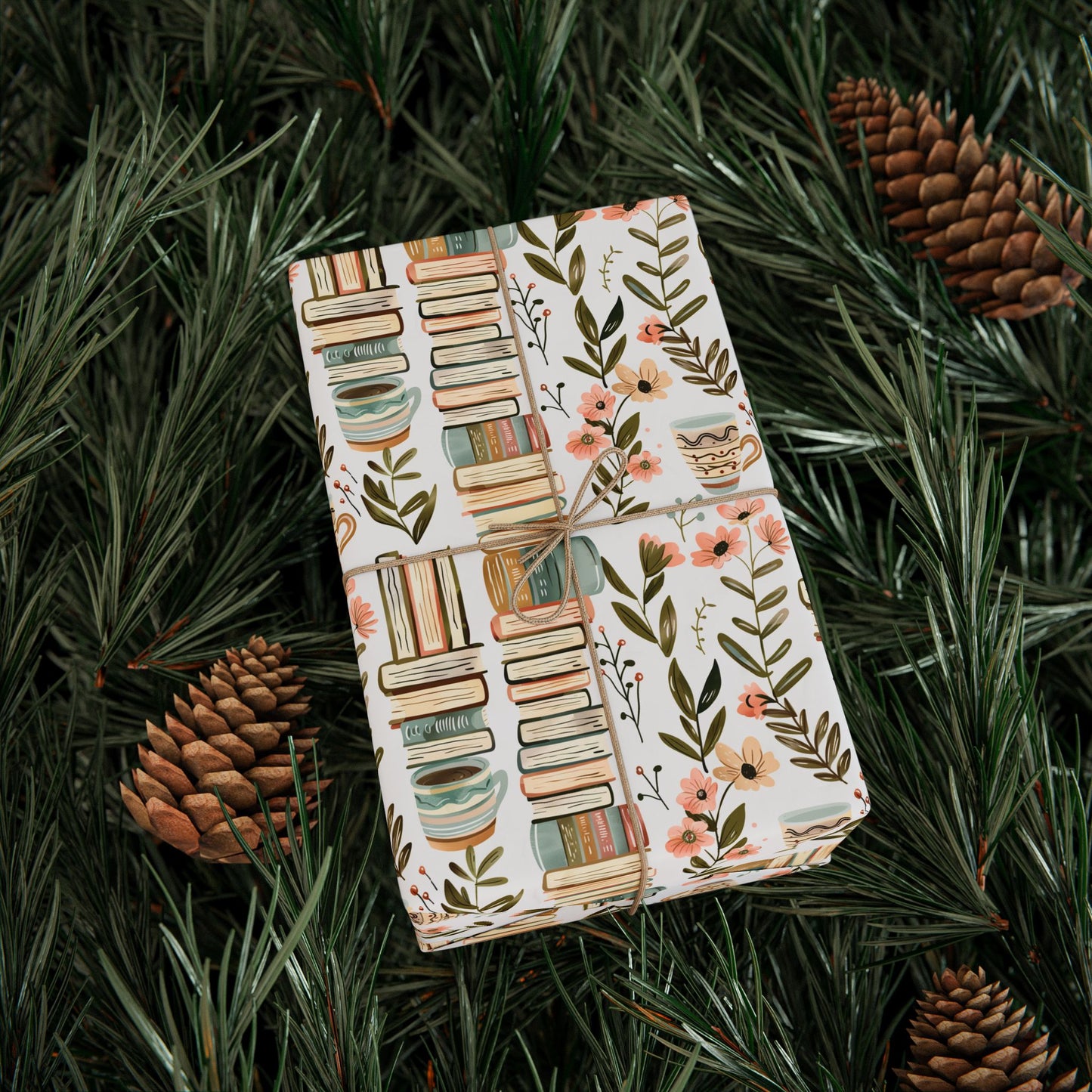 Whimsical Book-Themed Wrapping Paper, Floral Gift Wrap, Eco-Friendly Packaging, Book Lovers Gift, Literary Decor, Birthday Wrapping