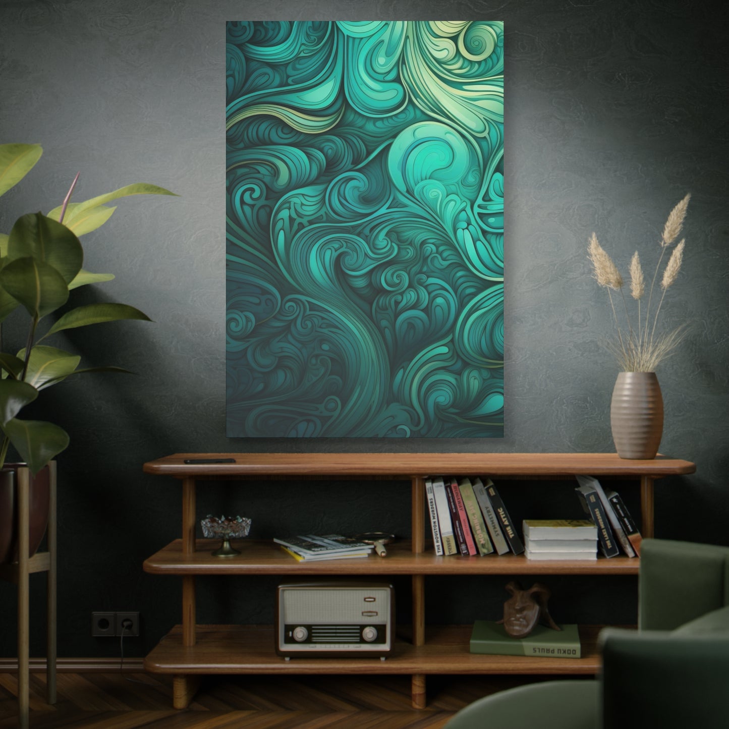 Artistic Stretched Canvas Wall Art, Modern Home Décor, Abstract Swirl Design, Living Room Decoration, Unique Gift for Art Lovers