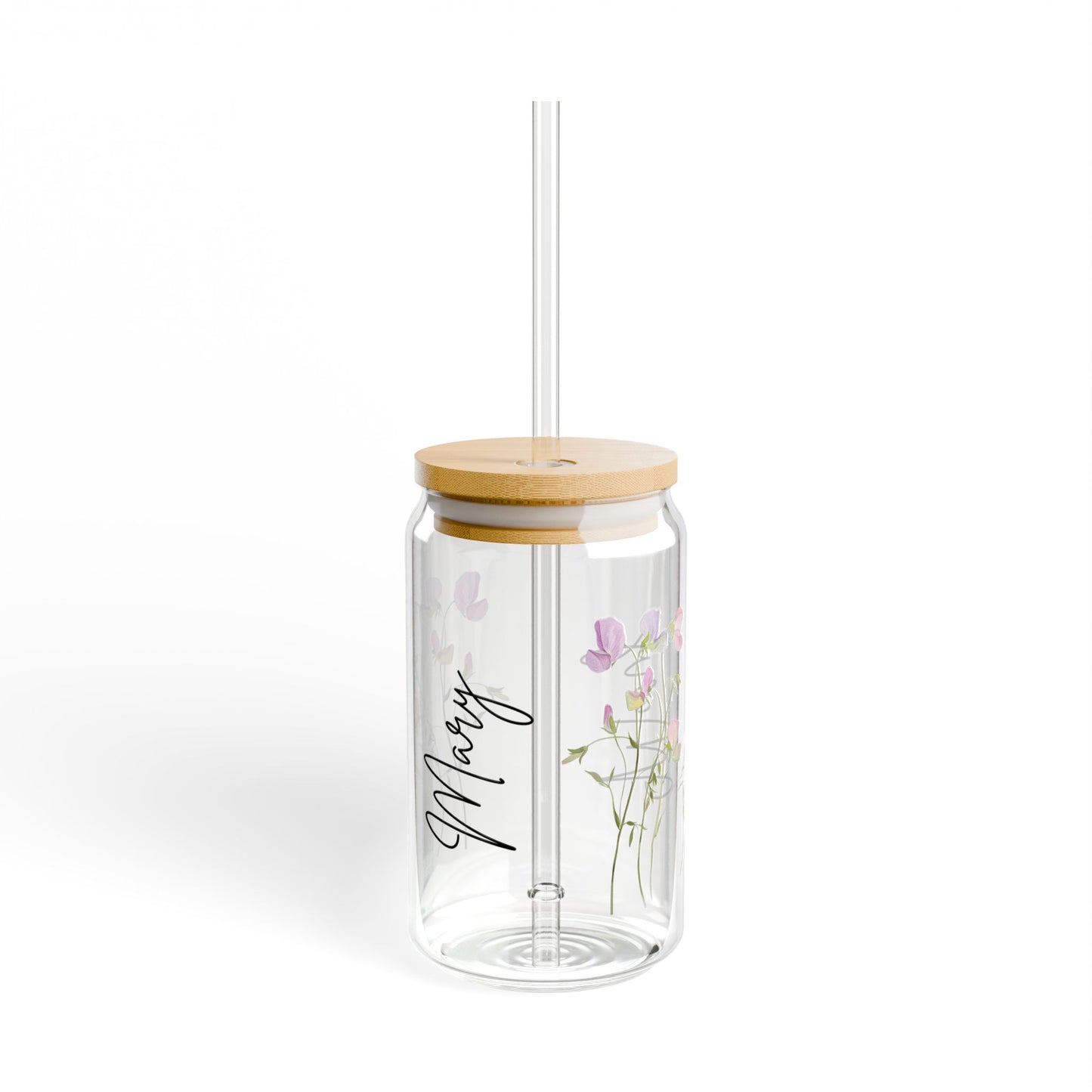 Floral Sipper Glass, Personalized Drinkware, Gifts for Her, Eco-Friendly Tumblers, Summer Parties, Home Decor, Garden Lovers