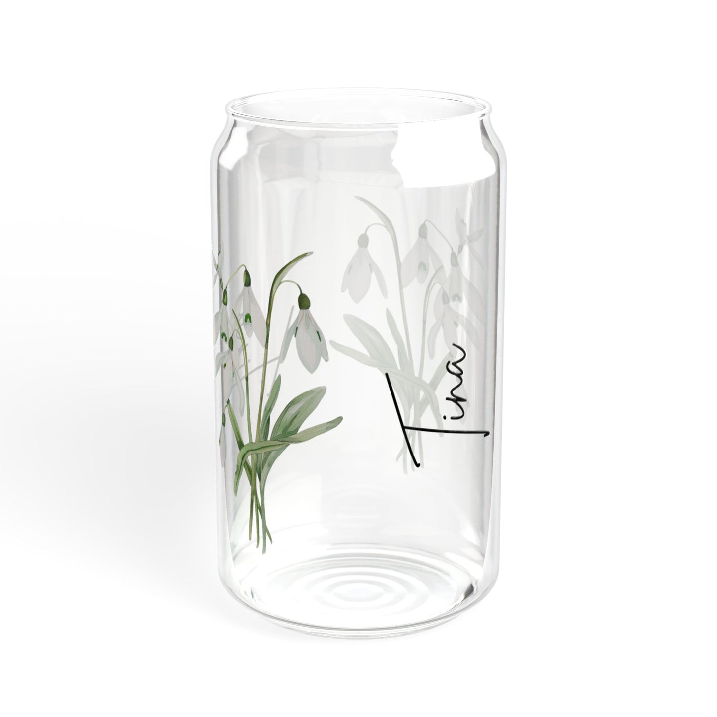 Floral Sipper Glass, 16oz - Eco-Friendly Drinkware for Home, Gifts, Coffee Lovers, Floral Design, Sustainable Glass