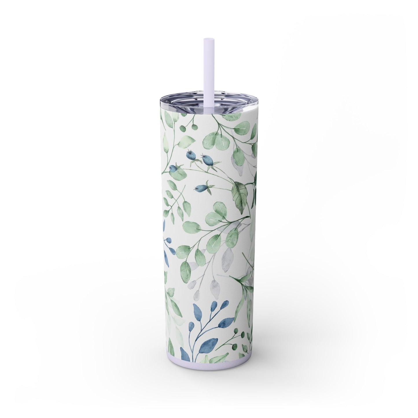 Floral Skinny Tumbler, 20oz Stainless Steel Travel Mug, Eco-Friendly Drinkware, Gift for Her, Summer Hydration, Botanical Design