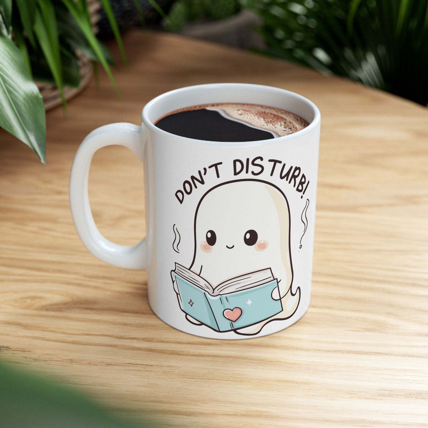 Cute Ghost Reading Ceramic Mug - Don't Disturb! Perfect Gift for Book Lovers, Coffee Lovers, Halloween, Cozy Vibes, Unique Kitchen Decor