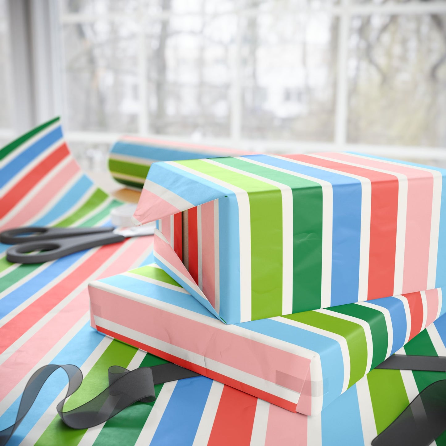Colorful Striped Wrapping Paper, Gift Wrap for Birthdays, Holidays, Baby Showers, Eco-Friendly, Creative Gifting, Versatile Use