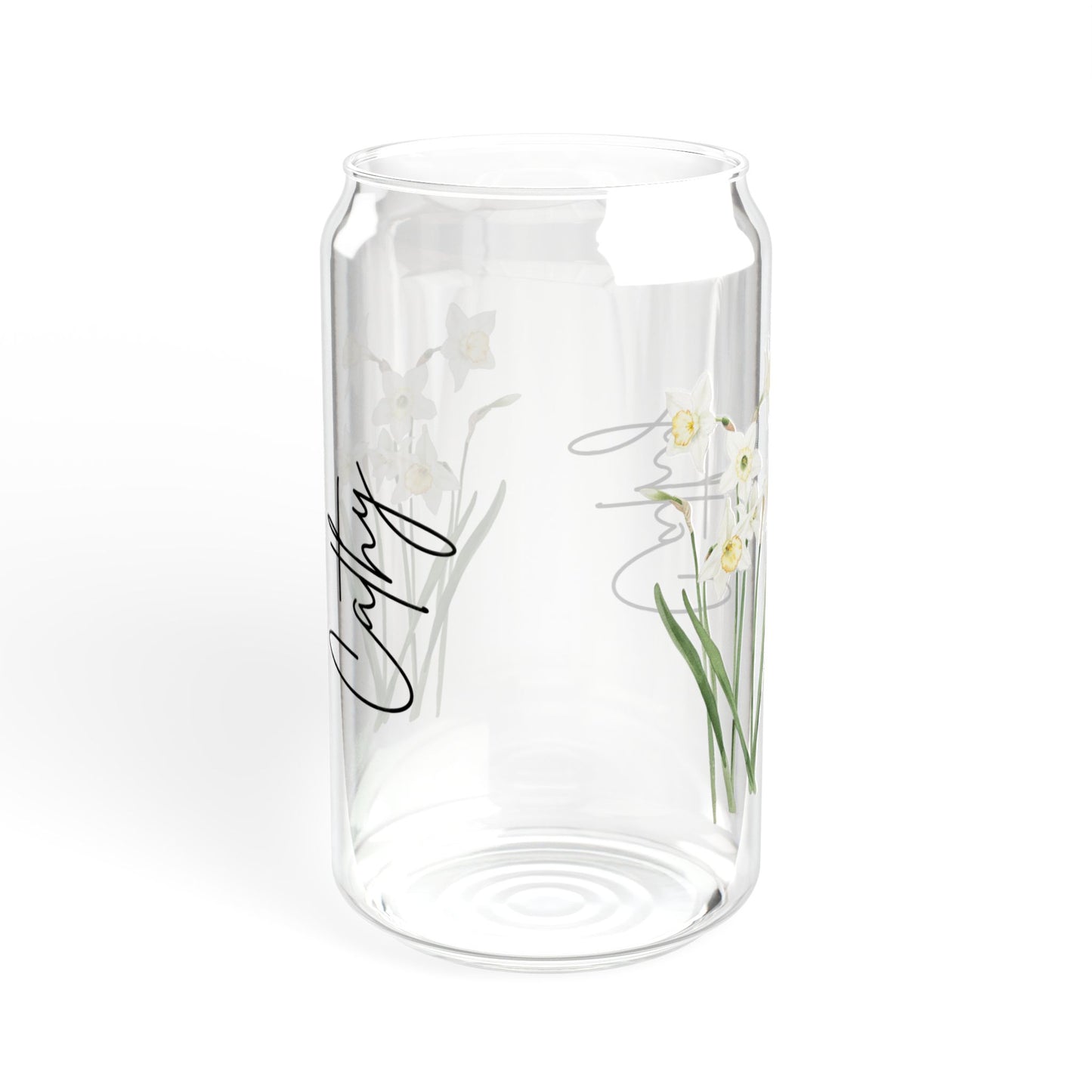 Floral Sipper Glass with Bamboo Lid, 16oz Eco-Friendly Drinkware, Perfect for Home Decor, Gifts for Garden Lovers, Floral Design