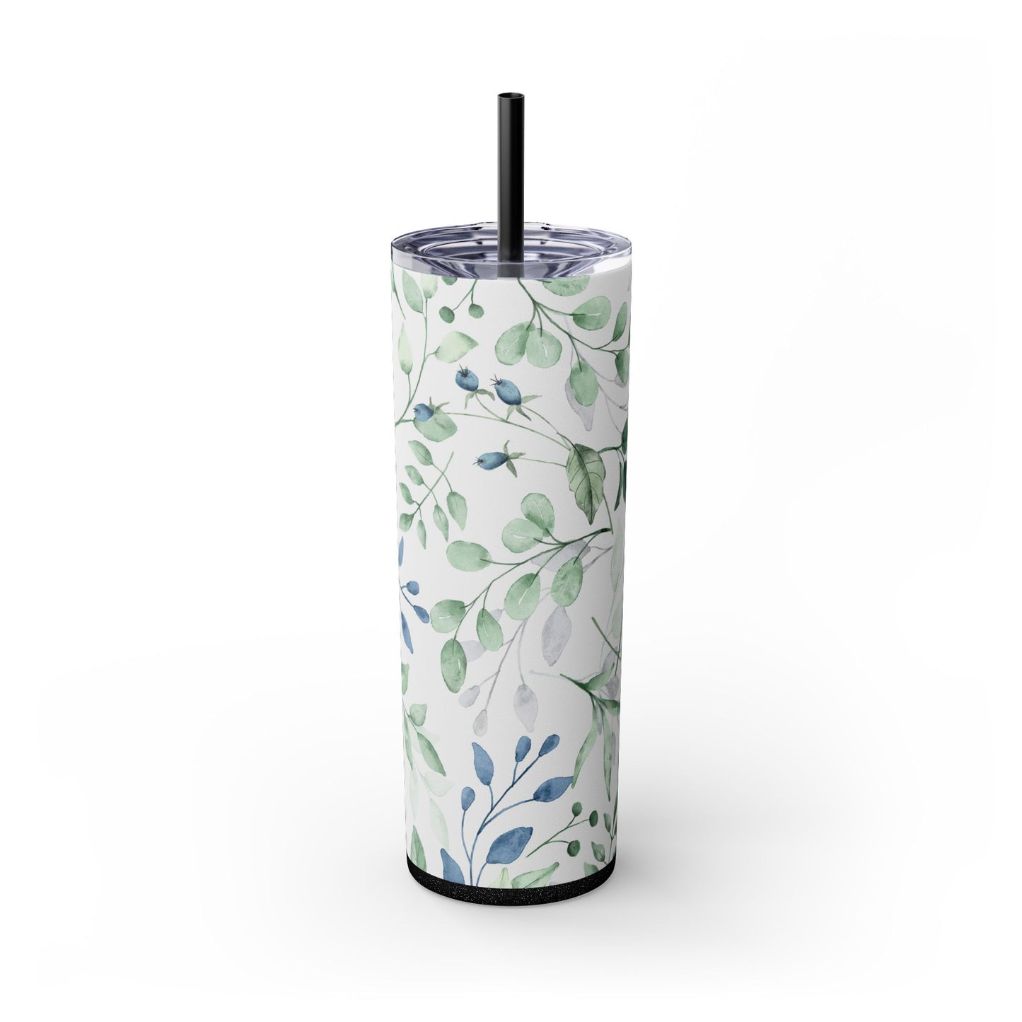 Floral Skinny Tumbler, 20oz Stainless Steel Travel Mug, Eco-Friendly Drinkware, Gift for Her, Summer Hydration, Botanical Design
