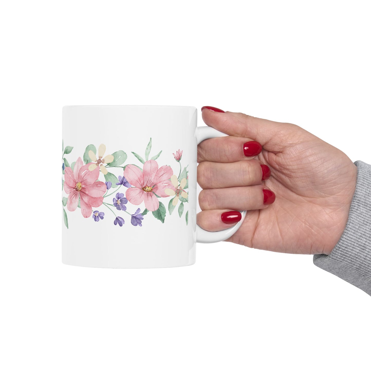 Floral Ceramic Mug - Botanical Coffee Cup, Flower Tea Mug, Gift for Her, Spring Decor, Mother's Day Present