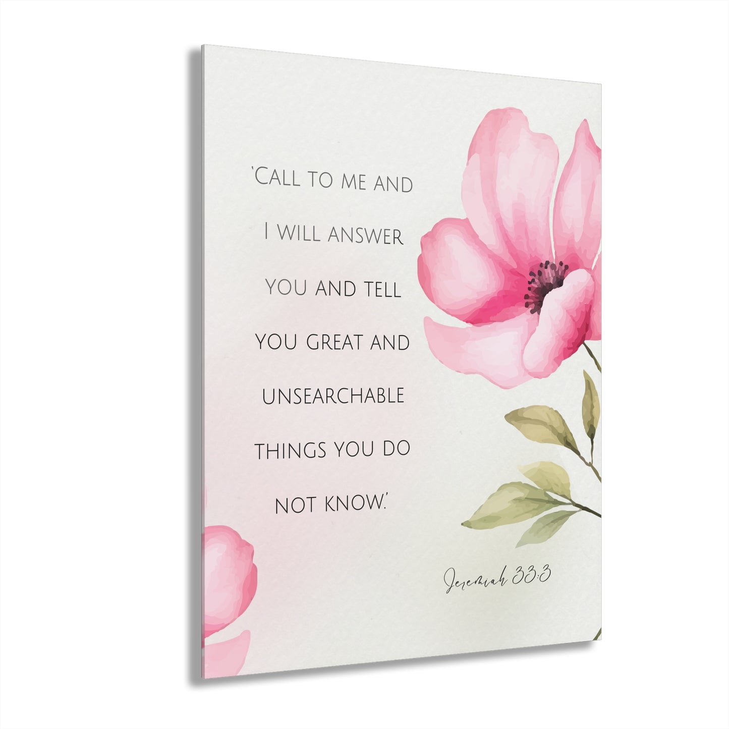 Floral Acrylic Print Wall Art, Inspirational Home Decor, Gift for Her, Modern Wall Art, Motivational Quote Print