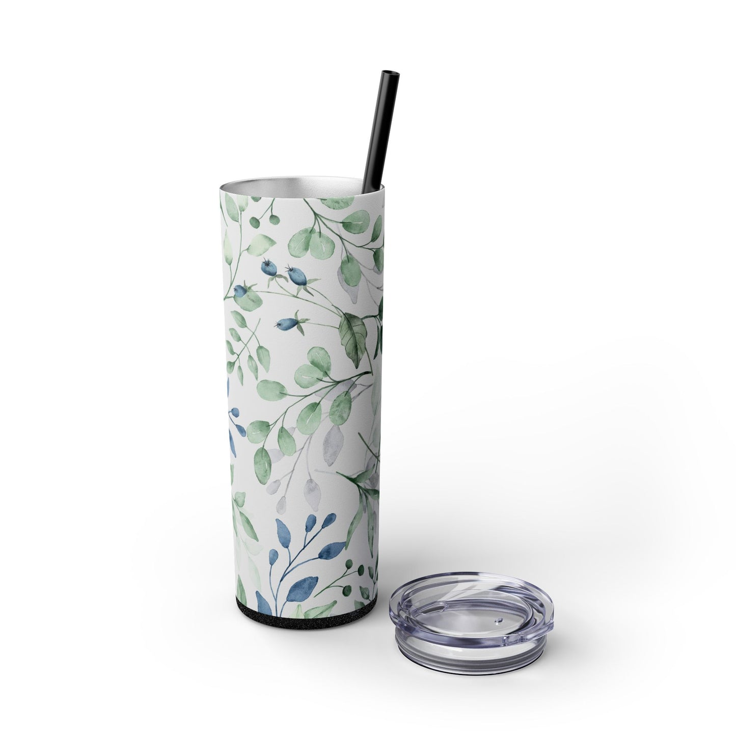 Floral Skinny Tumbler, 20oz Stainless Steel Travel Mug, Eco-Friendly Drinkware, Gift for Her, Summer Hydration, Botanical Design