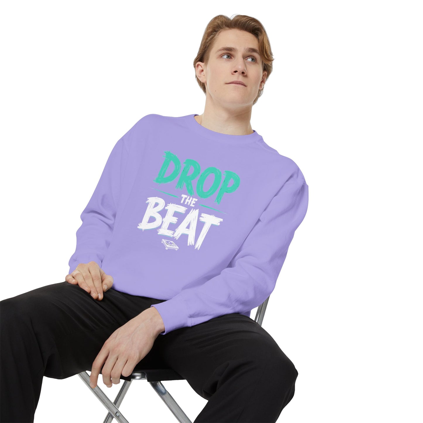 Drop the Beat Sweatshirt, Cozy Music Sweatshirt, Unisex Graphic Apparel, Perfect for Concerts, Unique Gift for Music Lovers