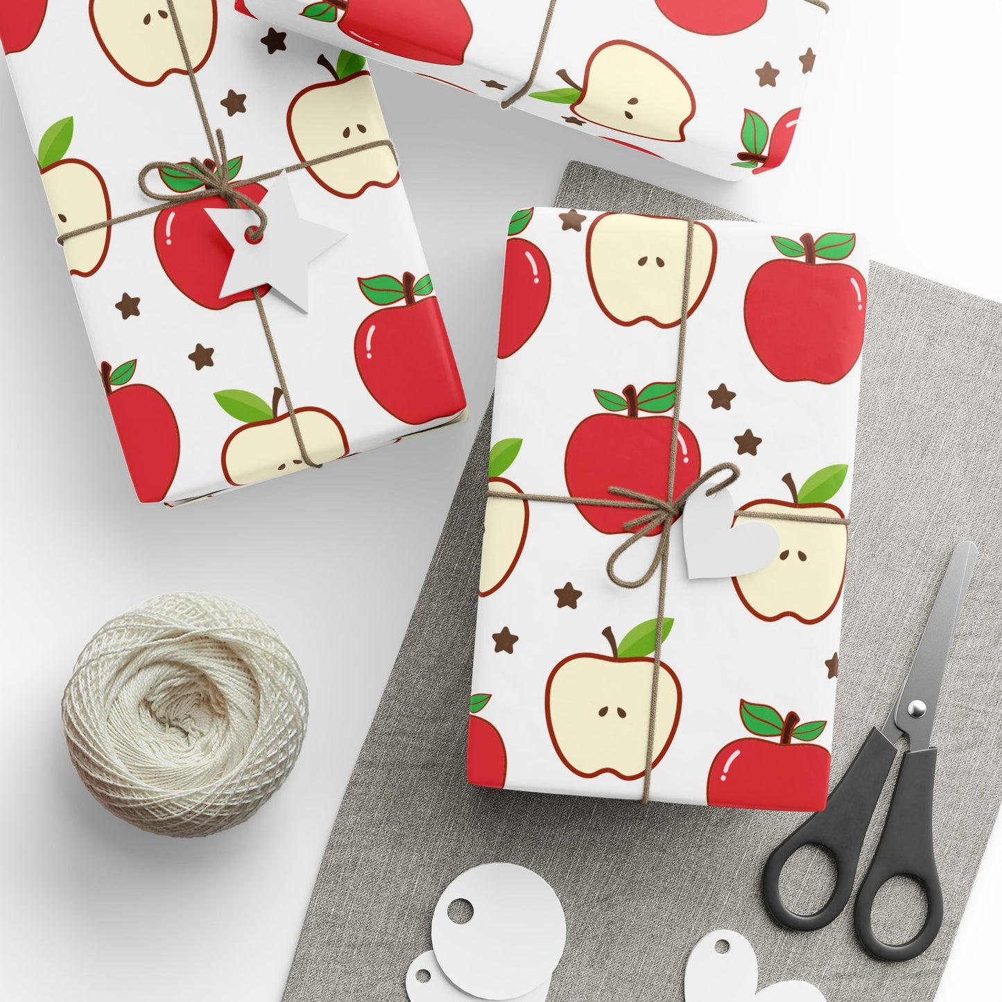 Apple-Themed Wrapping Paper, Cute Gift Wrap for Birthdays, Holidays, Teacher Gifts, Fall Celebrations, Party Supplies