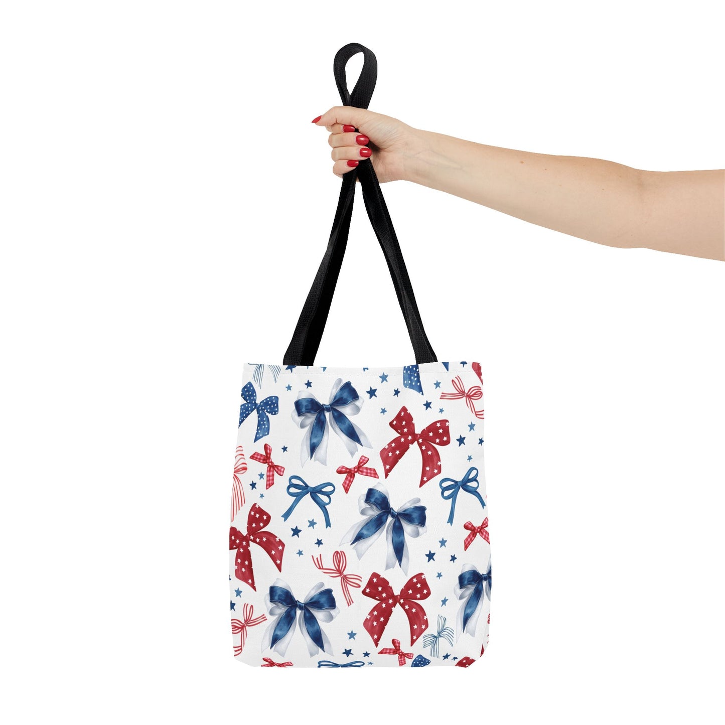 Patriotic Tote Bag with Bows, Versatile Shopping Bag, Holiday Gift Tote, Stylish All-Purpose Bag, Independence Day Accessory, Gift for Her