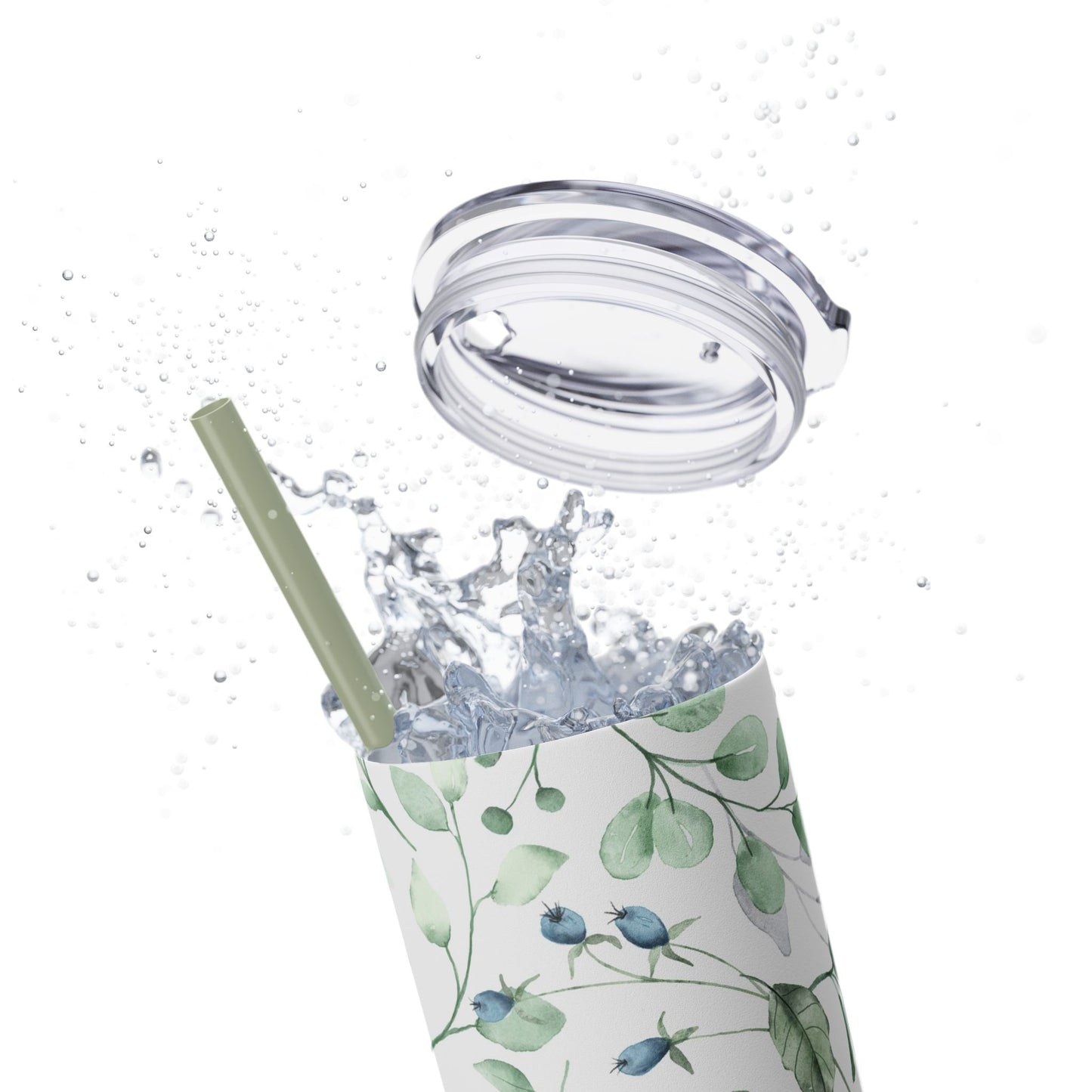 Floral Skinny Tumbler, 20oz Stainless Steel Travel Mug, Eco-Friendly Drinkware, Gift for Her, Summer Hydration, Botanical Design