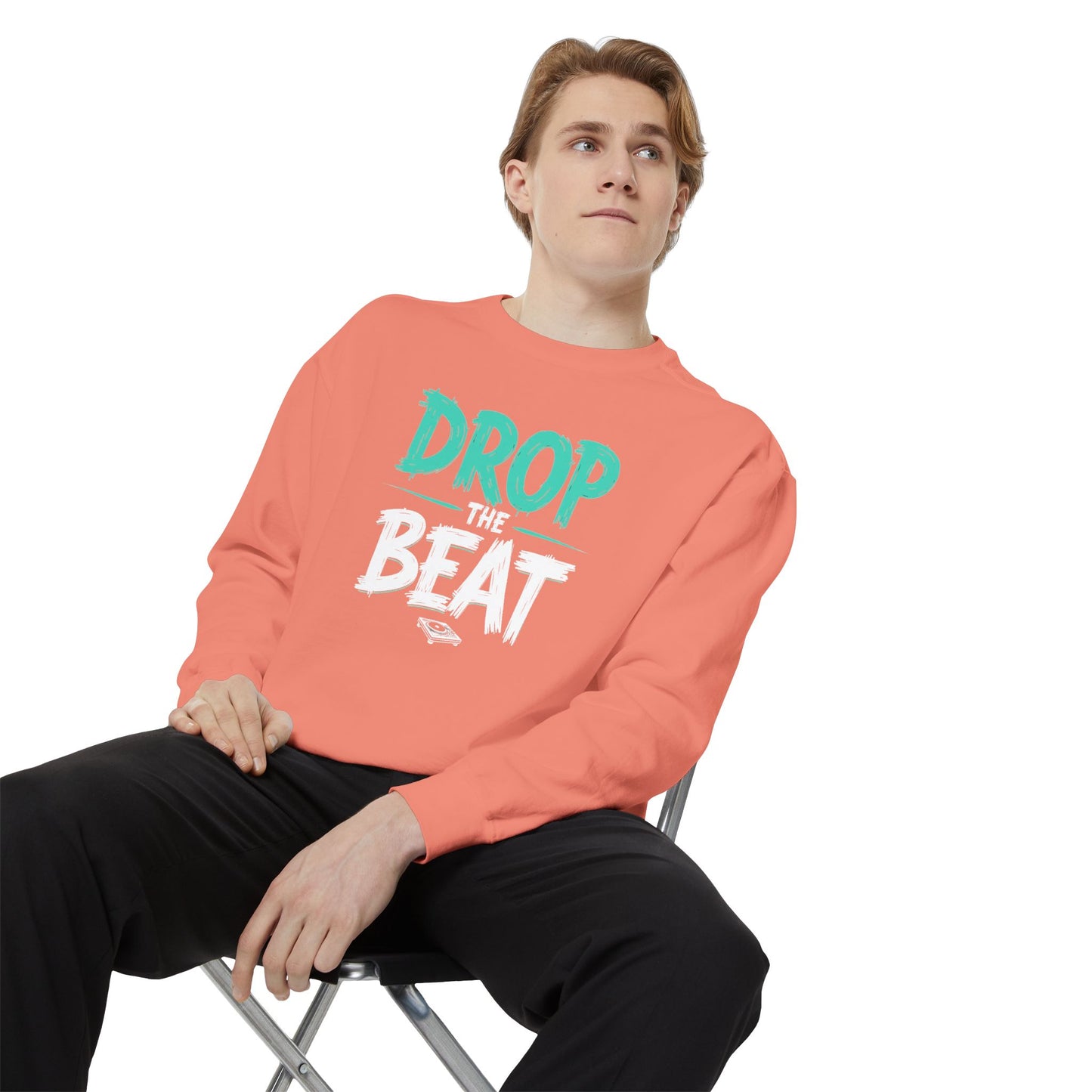 Drop the Beat Sweatshirt, Cozy Music Sweatshirt, Unisex Graphic Apparel, Perfect for Concerts, Unique Gift for Music Lovers