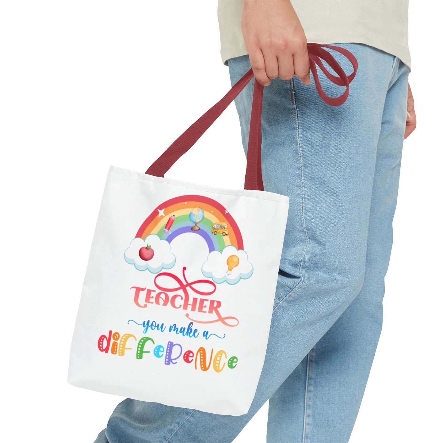 Teacher Appreciation Tote Bag, Inspirational Gift for Educators, Rainbow Design, School Bag, End of Year Present, Birthday Gift