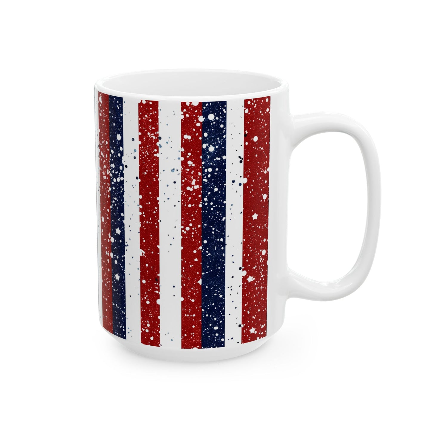 Patriotic Ceramic Mug - Red, White, and Blue Striped Coffee Cup, 4th of July Gift, Americana Mug, Celebration Drinkware, USA Pride