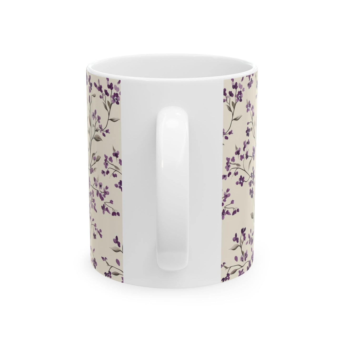 Floral Ceramic Mug - Coffee Lover Gift, Purple Flower Design for Tea, Home Decor, Mother's Day, Birthday, Kitchen Essentials