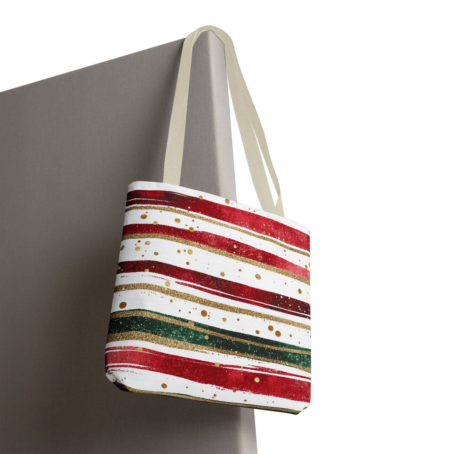 Festive Striped Tote Bag | Holiday Shopper, Gift Bag, Eco-Friendly Bag, Christmas Decor, Everyday Use