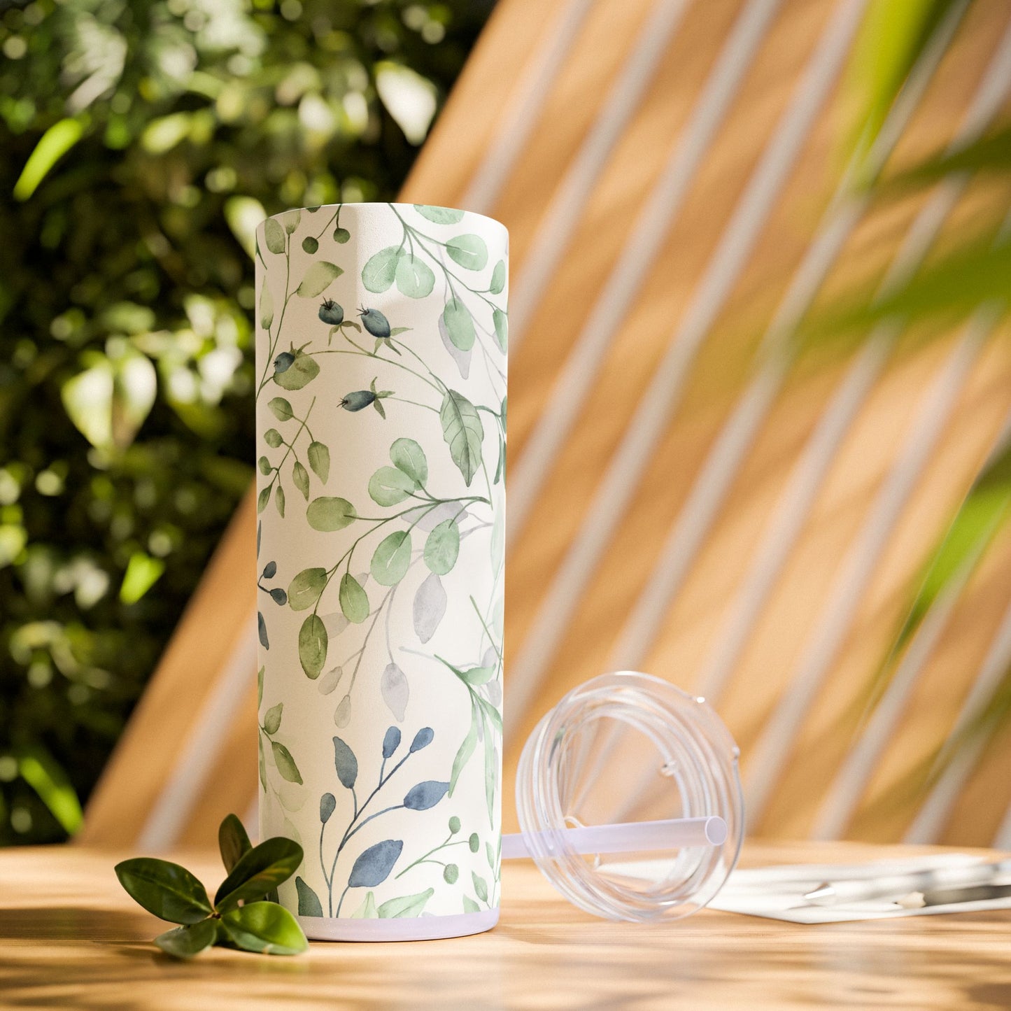 Floral Skinny Tumbler, 20oz Stainless Steel Travel Mug, Eco-Friendly Drinkware, Gift for Her, Summer Hydration, Botanical Design