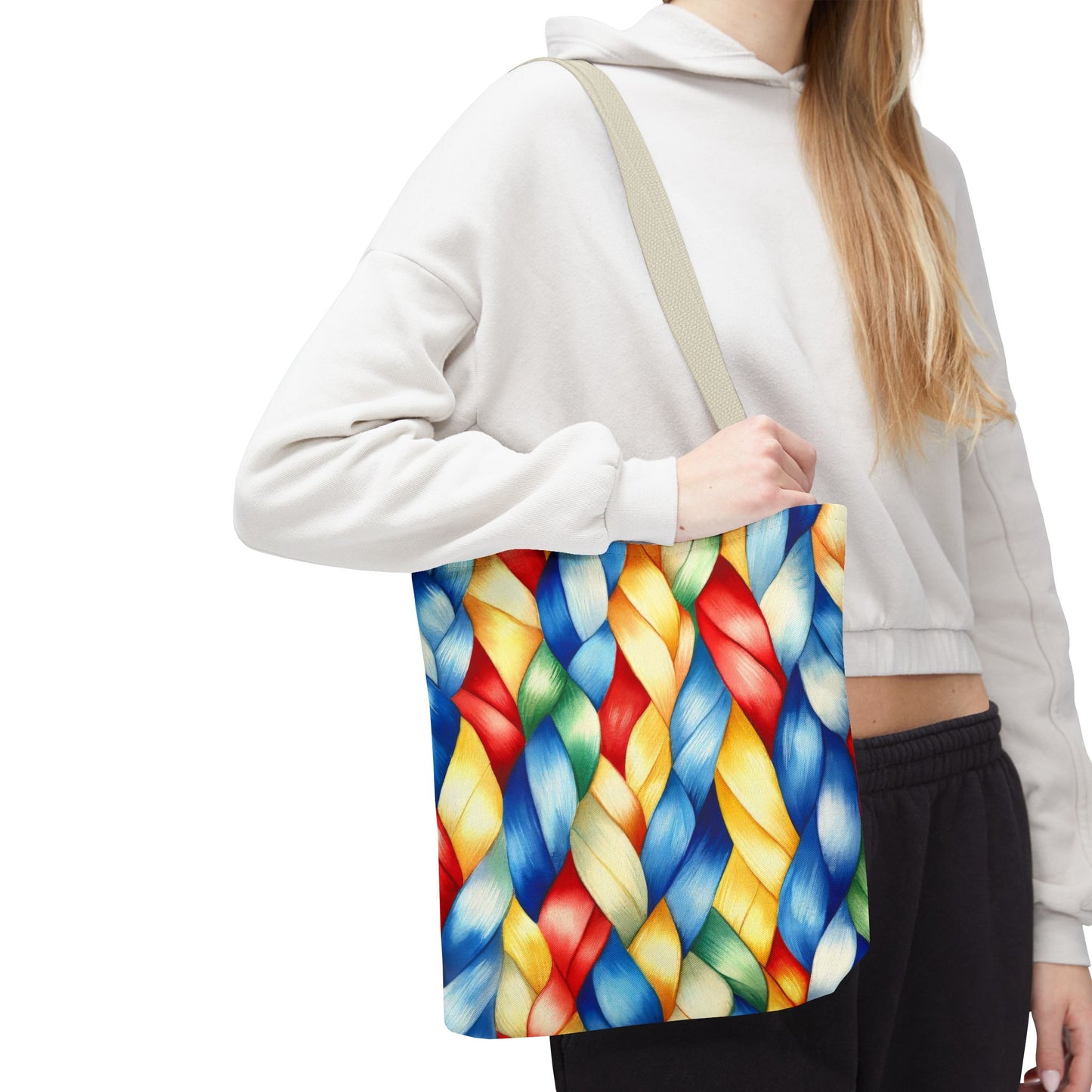 Colorful Woven Tote Bag - Vibrant Art Print, Eco-Friendly Carry-All, Shopping Bag, Beach Bag, Gift for Friends