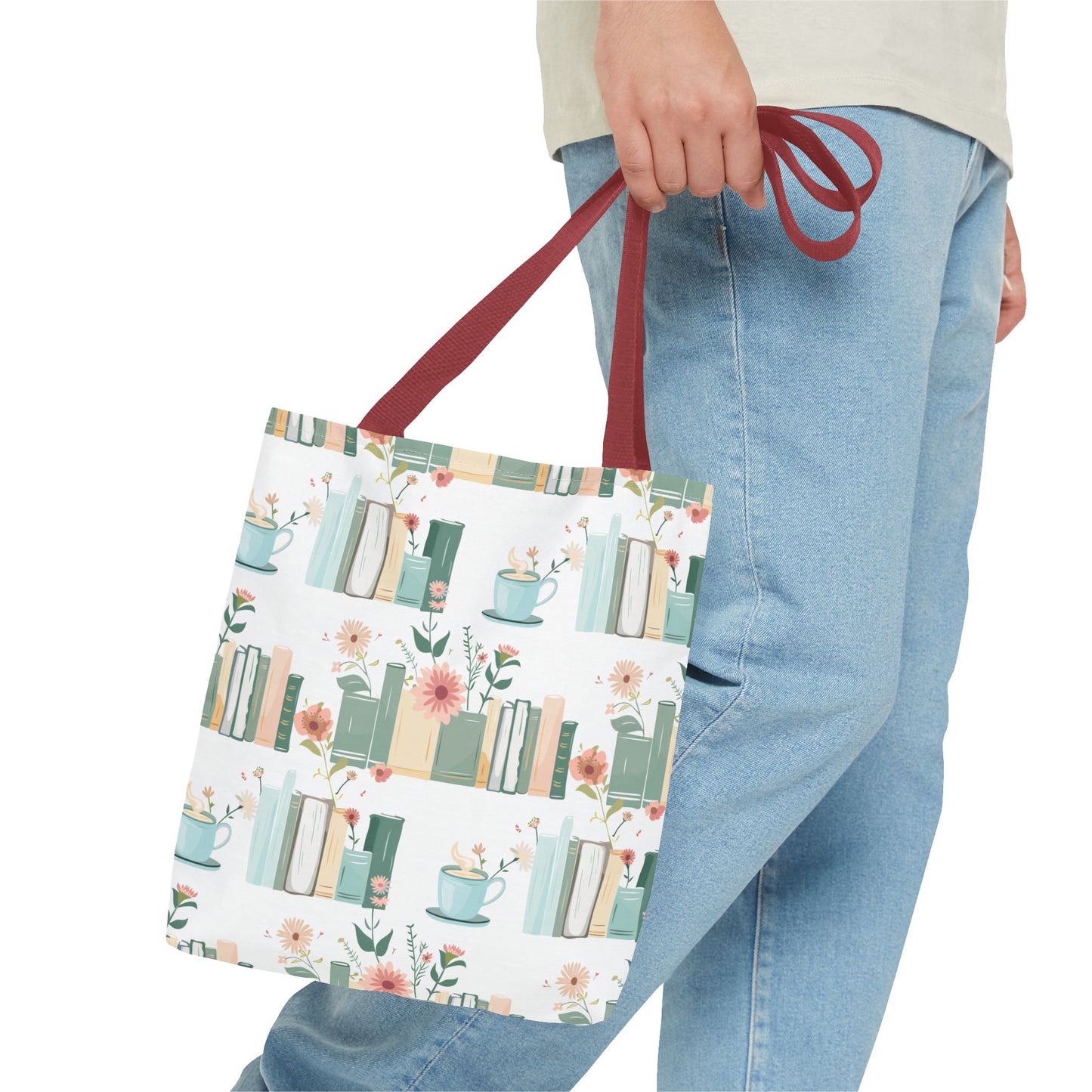 Book Lovers Floral Tote Bag, Eco-Friendly Shopping Bag, Library Tote, Gift for Readers, Canvas Handbag, Botanical Design