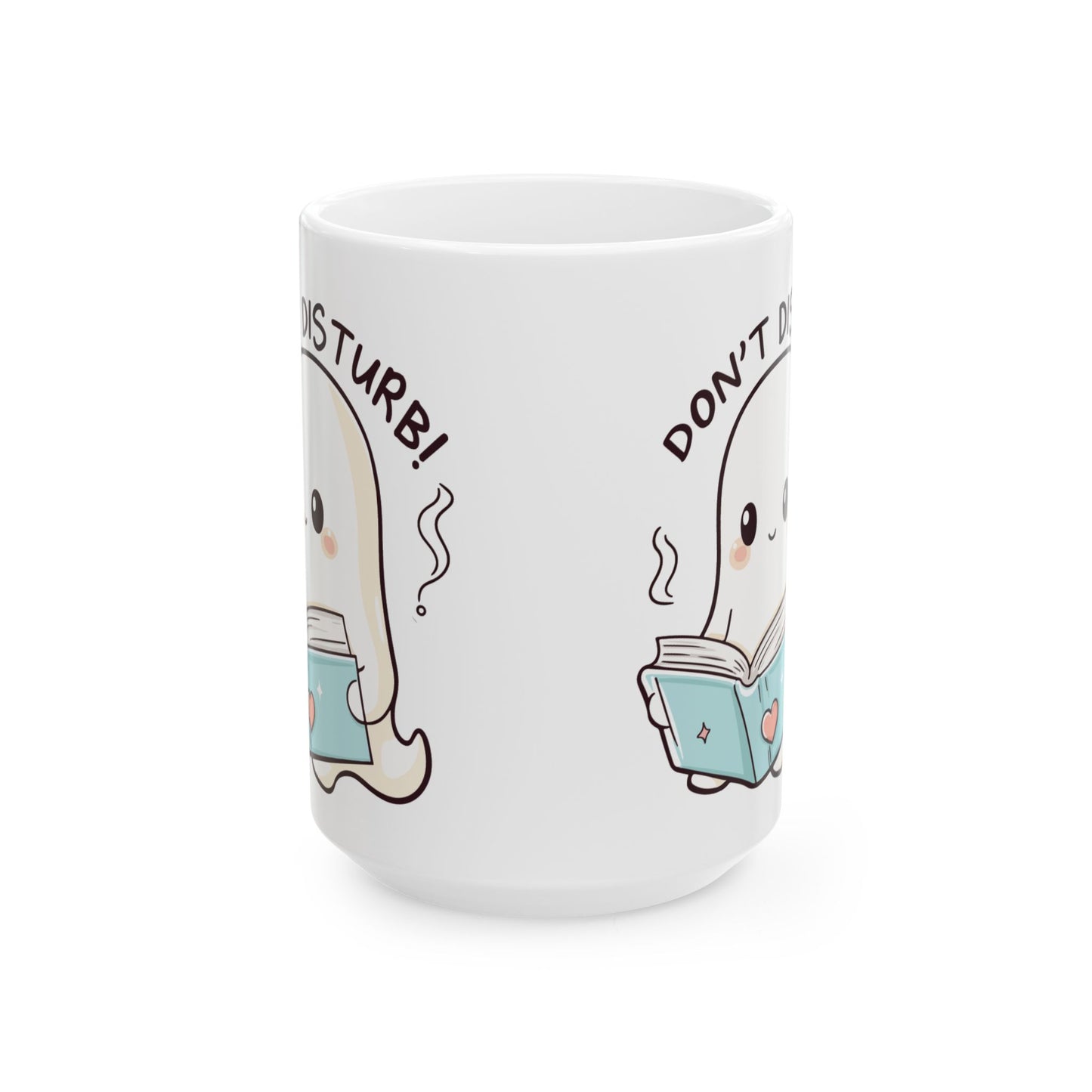 Cute Ghost Reading Ceramic Mug - Don't Disturb! Perfect Gift for Book Lovers, Coffee Lovers, Halloween, Cozy Vibes, Unique Kitchen Decor