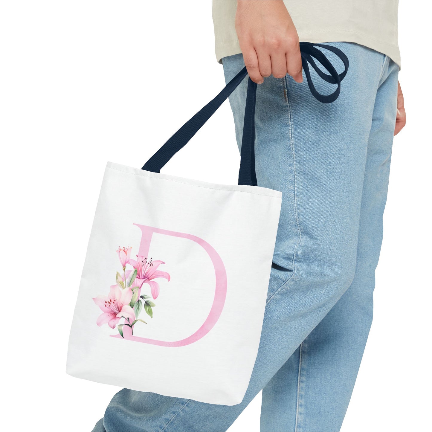 Personalized Floral Tote Bag, Custom Initial Tote, Eco-Friendly Shopping Bag, Gift for Her, Monogrammed Bag