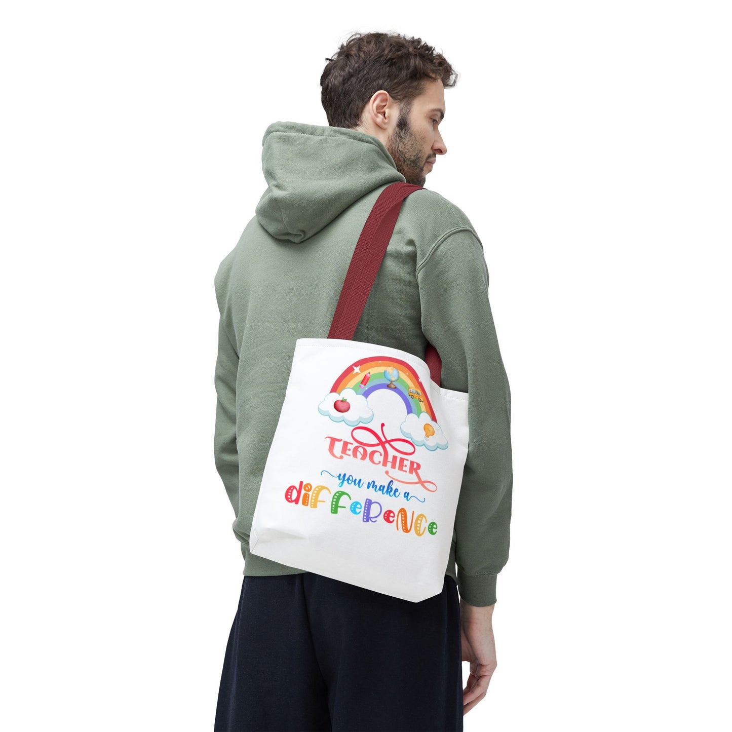 Teacher Appreciation Tote Bag, Inspirational Gift for Educators, Rainbow Design, School Bag, End of Year Present, Birthday Gift