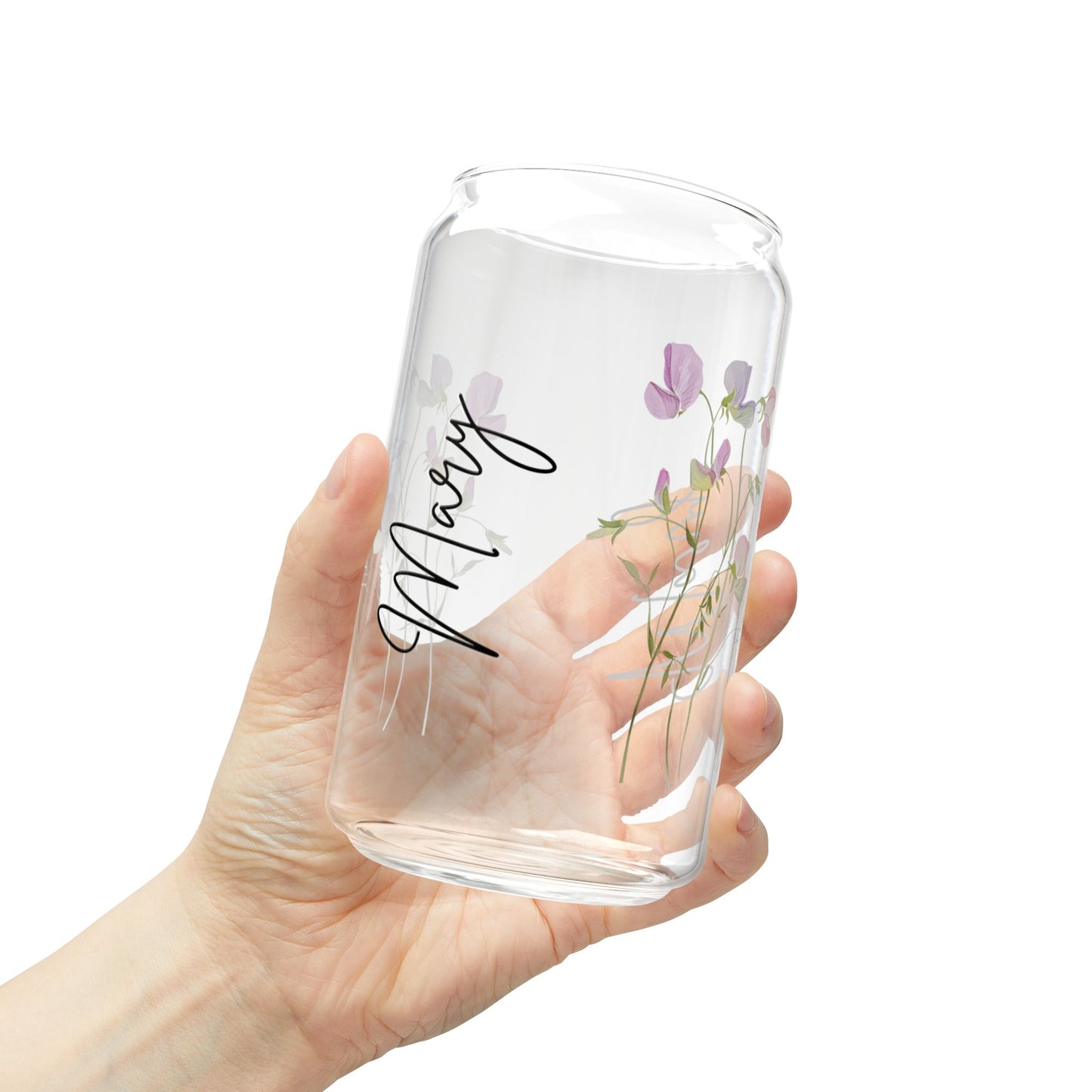 Floral Sipper Glass, Personalized Drinkware, Gifts for Her, Eco-Friendly Tumblers, Summer Parties, Home Decor, Garden Lovers