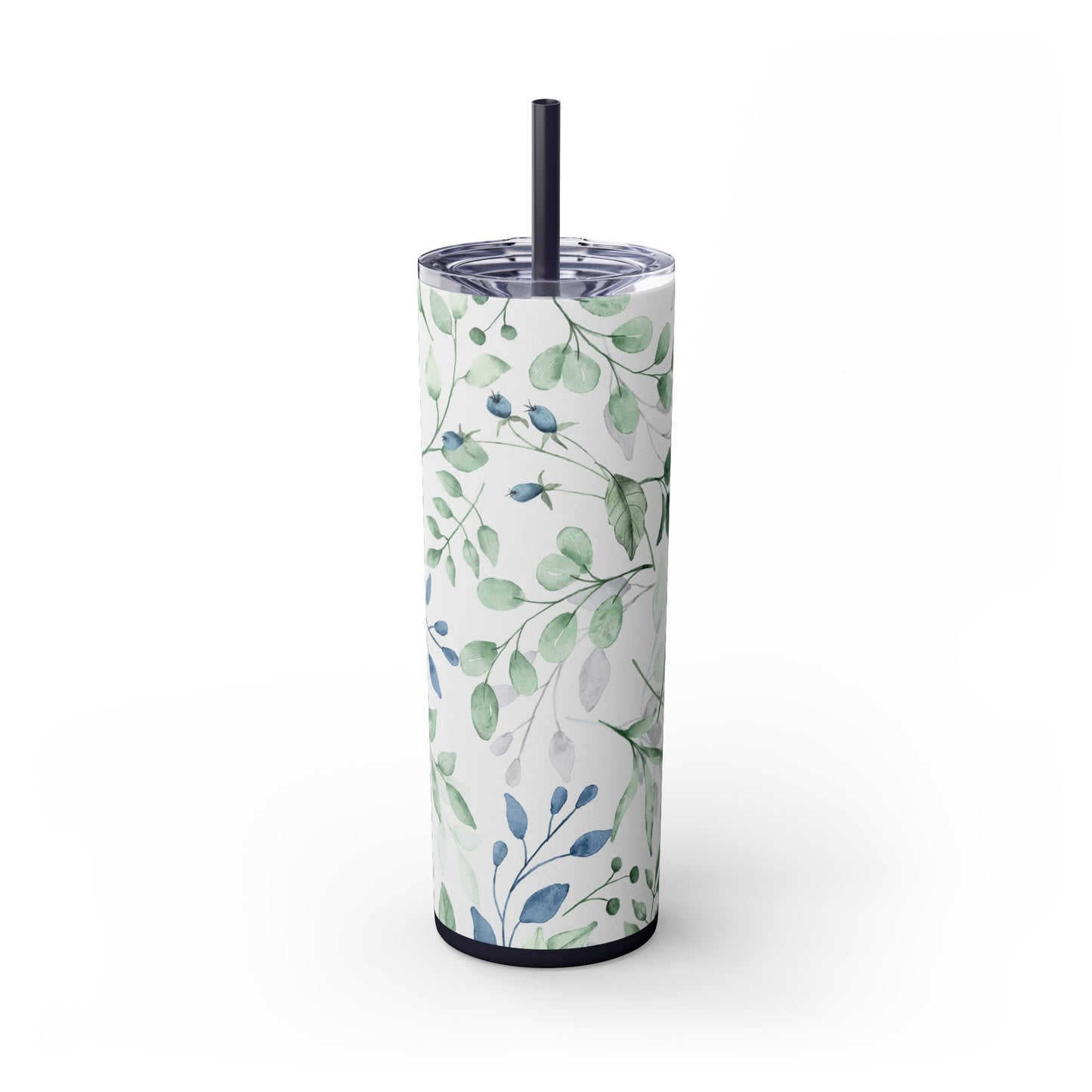 Floral Skinny Tumbler, 20oz Stainless Steel Travel Mug, Eco-Friendly Drinkware, Gift for Her, Summer Hydration, Botanical Design