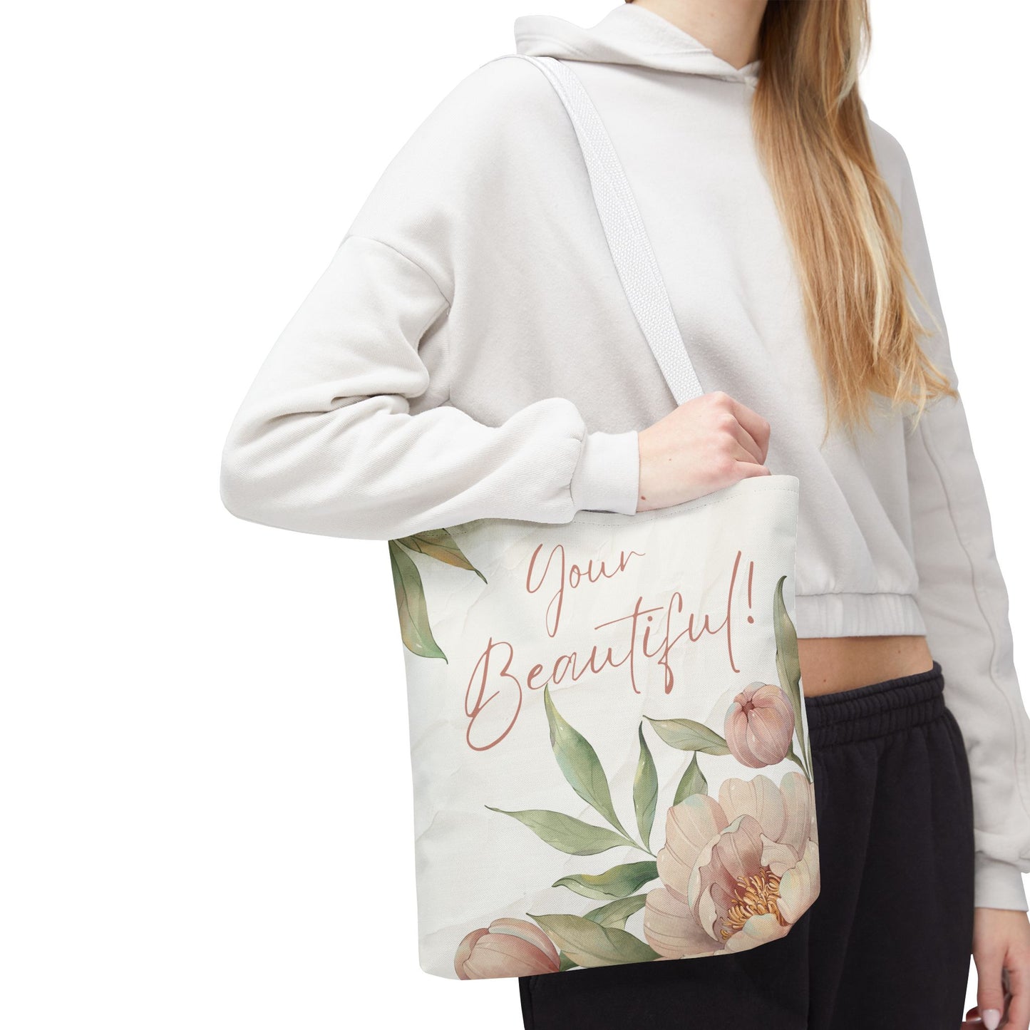 Your Beautiful Floral Tote Bag, Inspirational Tote, Eco-Friendly Tote, Gift for Mom, Fashionable Grocery Bag