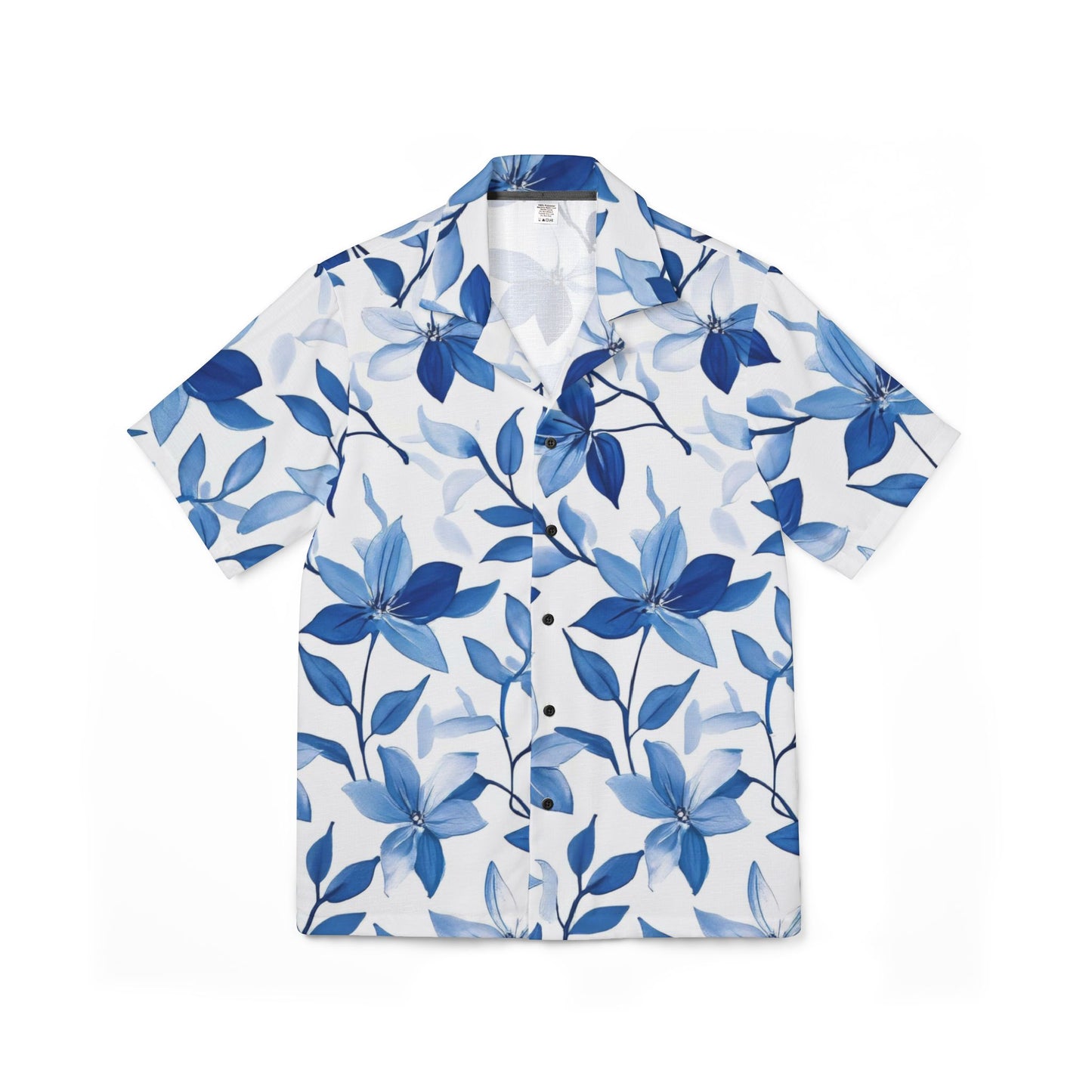 Blue Floral Men's Hawaiian Camp Shirt - Summer Vibes, Beachwear, Vacation Essentials, Casual & Tropical Apparel