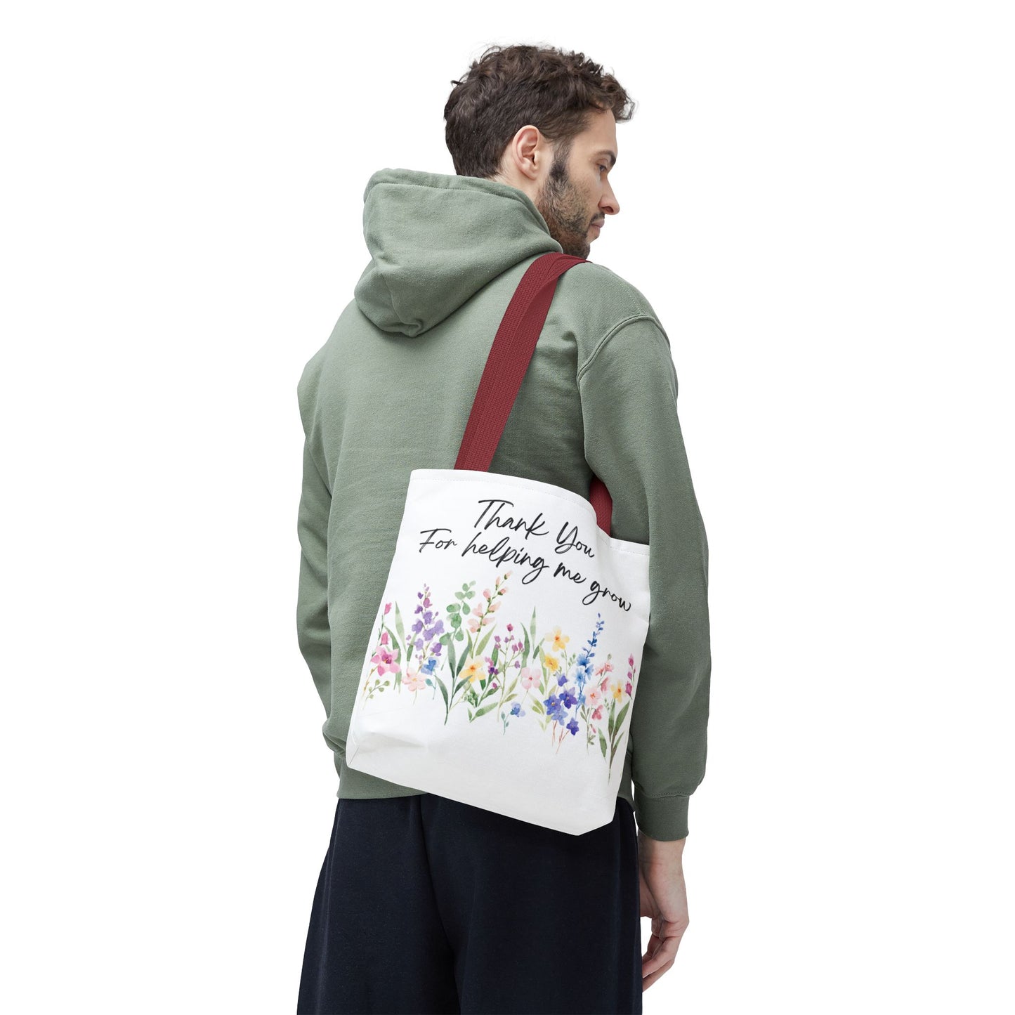 Thank You Floral Tote Bag, Appreciation Gift, Eco-Friendly Bag, Wedding Favor, Teacher's Gift, Summer Tote, Gardening Accessory