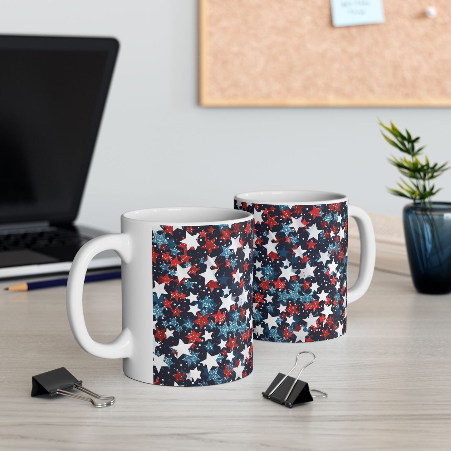 Patriotic Star Ceramic Mug, Coffee Cup, Tea Mug, Gifts for Her, Independence Day, American Flag Inspired