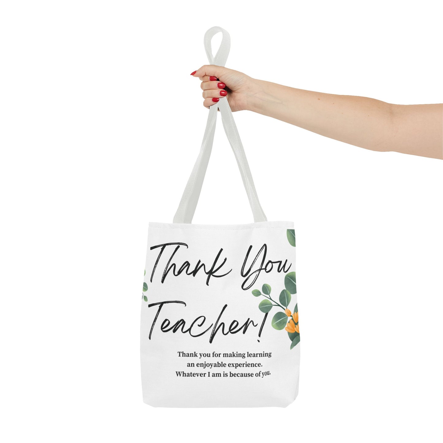 Thank You Teacher Tote Bag | Floral AOP Design | Appreciation Gift | Back to School | Teacher's Day | Eco-Friendly Carryall