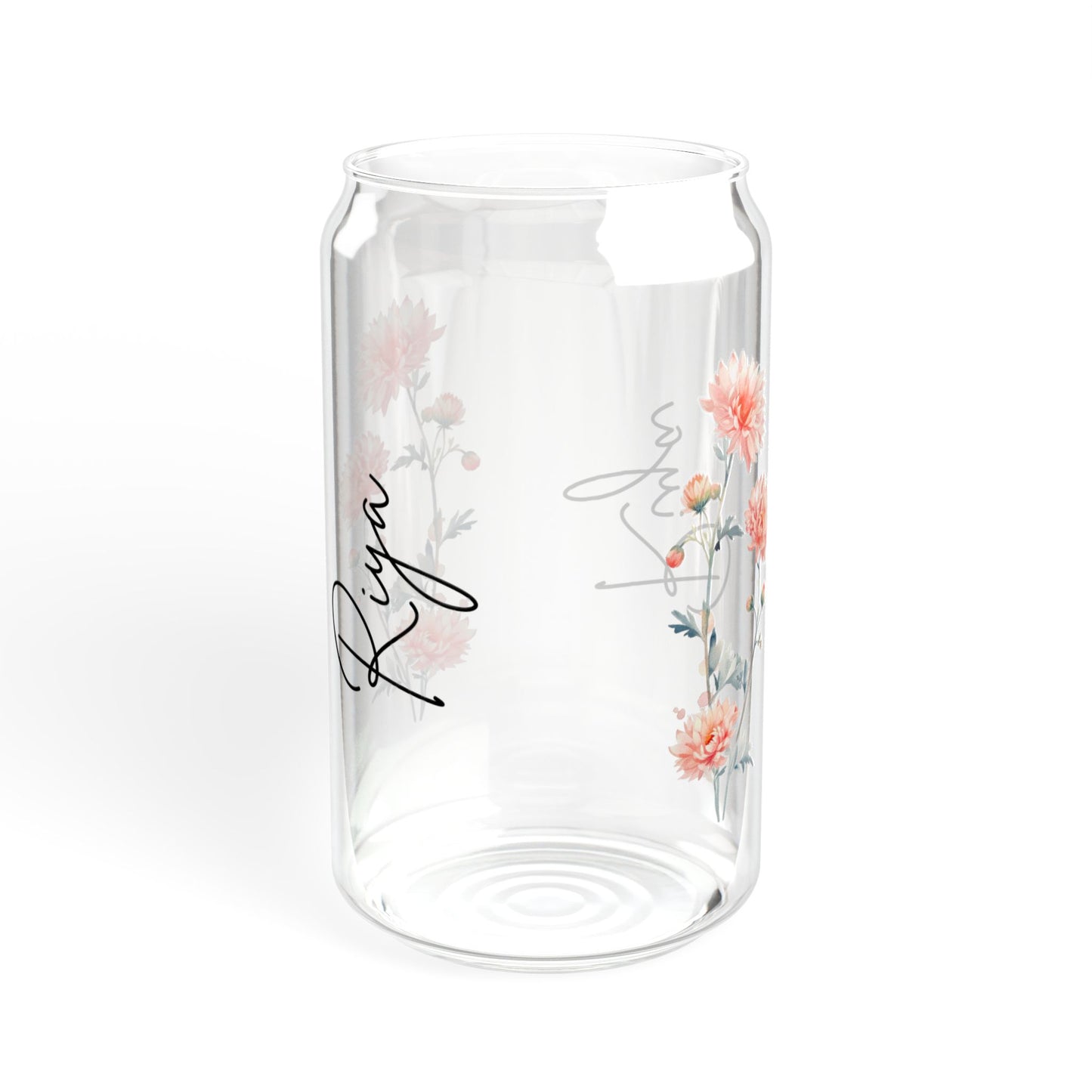 Floral Sipper Glass, 16oz - Personalized Drinkware for Home, Gifts, Party Favors, Eco-Friendly, Summer Refreshments