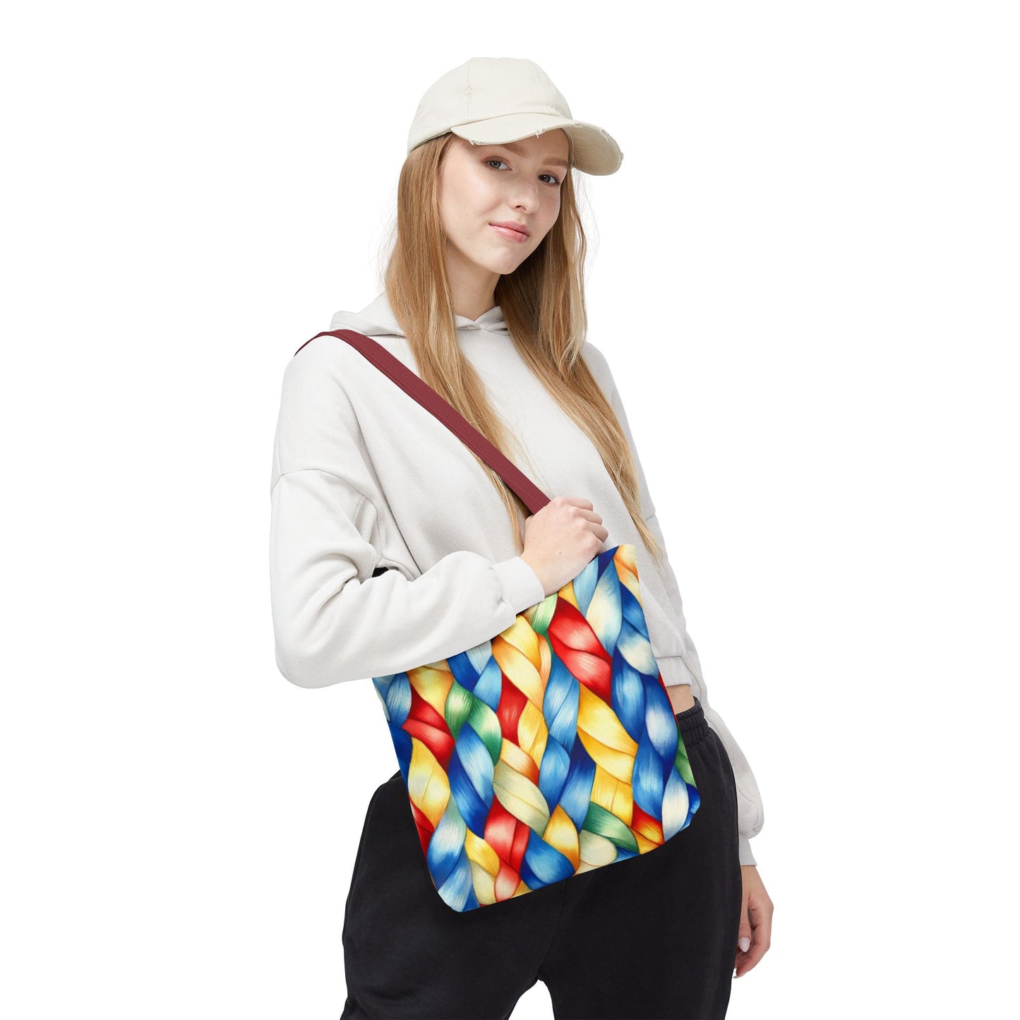 Colorful Woven Tote Bag - Vibrant Art Print, Eco-Friendly Carry-All, Shopping Bag, Beach Bag, Gift for Friends