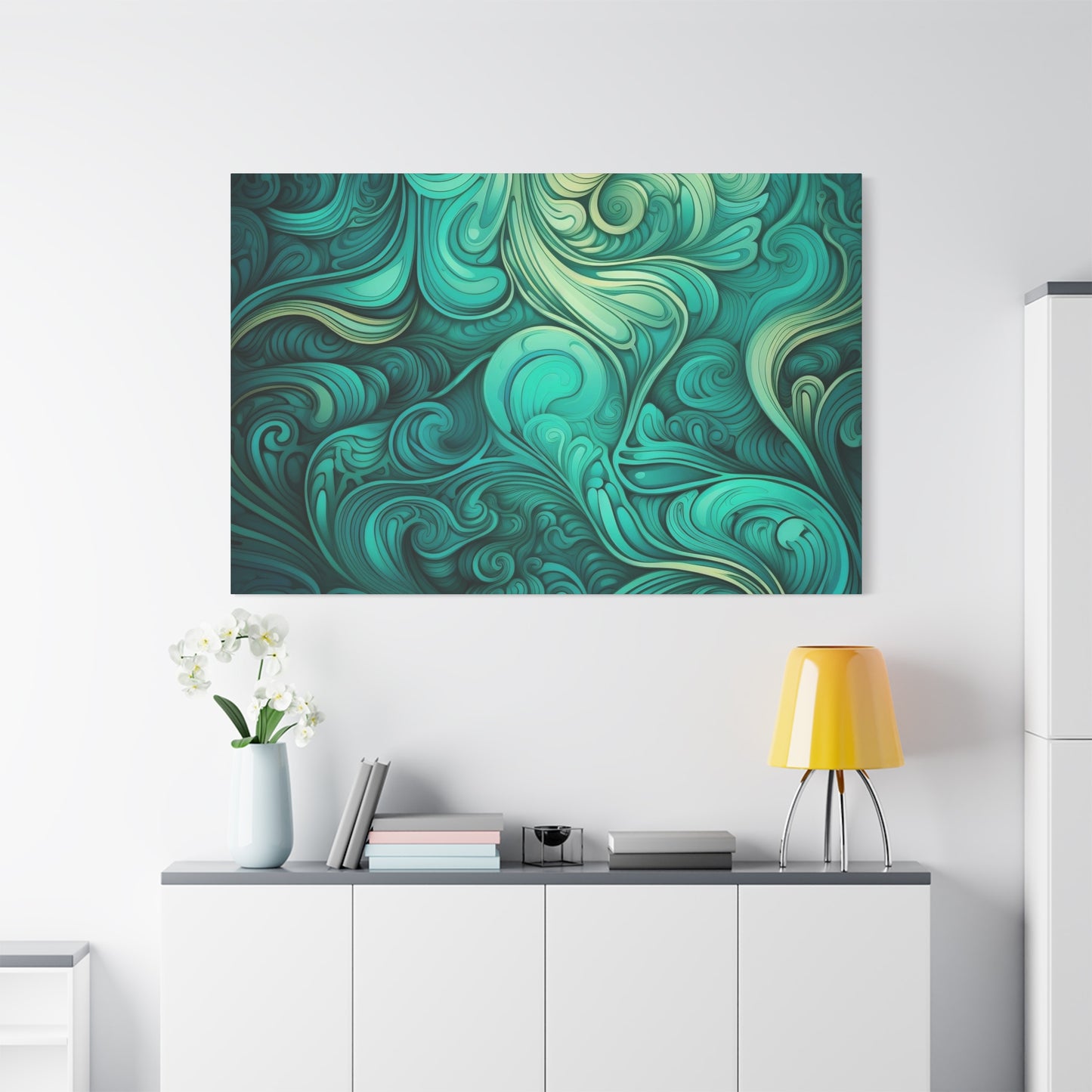 Artistic Stretched Canvas Wall Art, Modern Home Décor, Abstract Swirl Design, Living Room Decoration, Unique Gift for Art Lovers