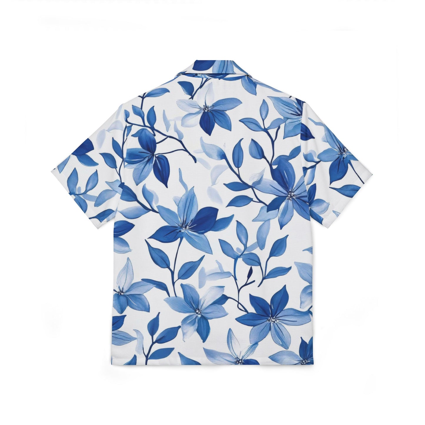 Blue Floral Men's Hawaiian Camp Shirt - Summer Vibes, Beachwear, Vacation Essentials, Casual & Tropical Apparel