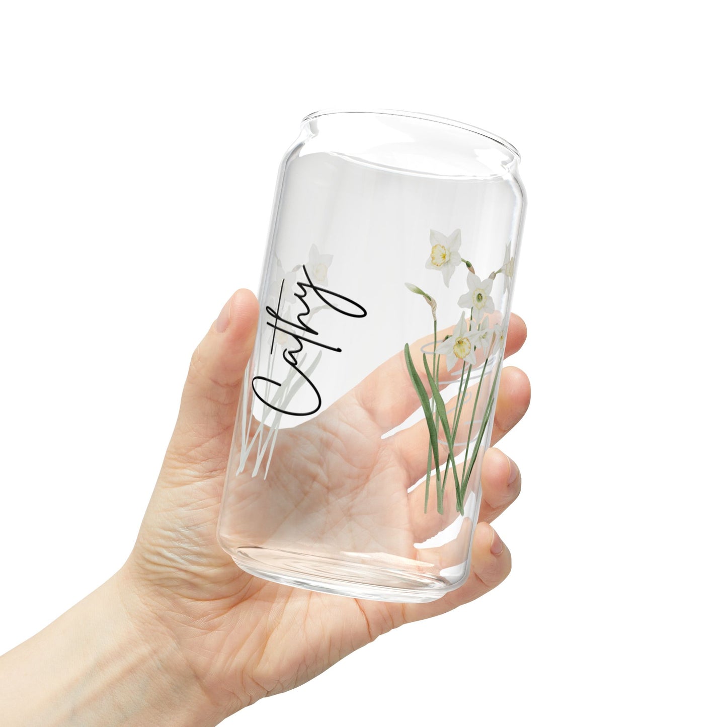 Floral Sipper Glass with Bamboo Lid, 16oz Eco-Friendly Drinkware, Perfect for Home Decor, Gifts for Garden Lovers, Floral Design