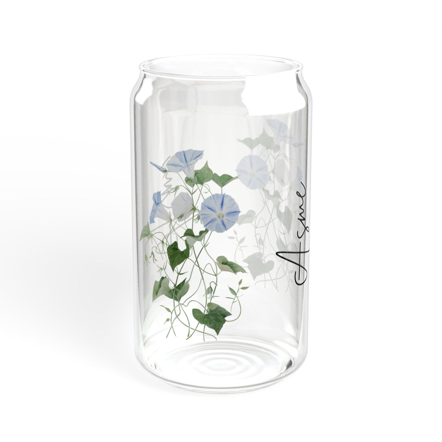 Floral Sipper Glass | 16oz Botanical Drinkware, Eco-Friendly Cup, Reusable Beverage Container, Perfect Gift for Nature Lovers