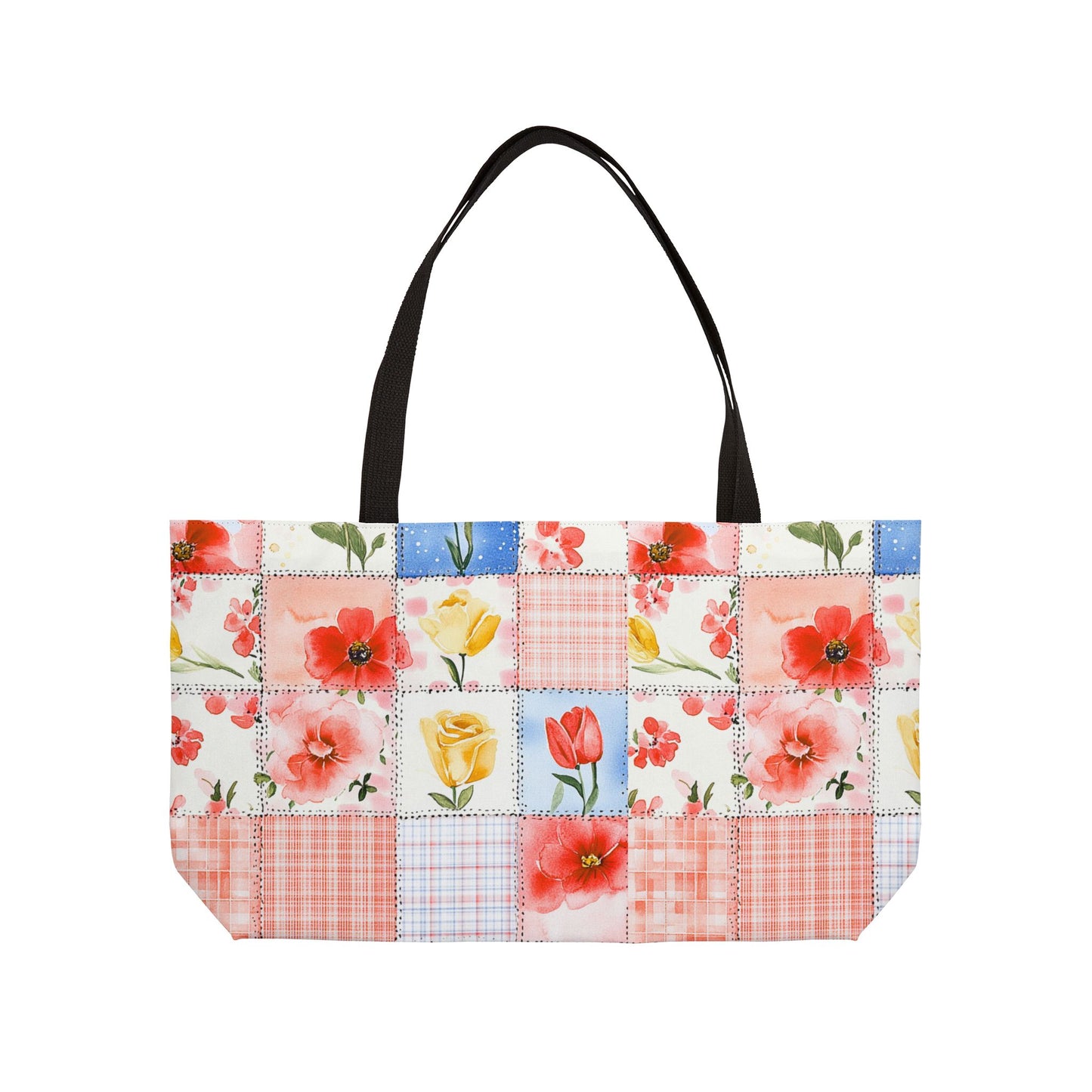 Floral Patchwork Weekender Tote Bag, Perfect for Travel, Beach, Picnics, Day Trips, and Weekend Getaways