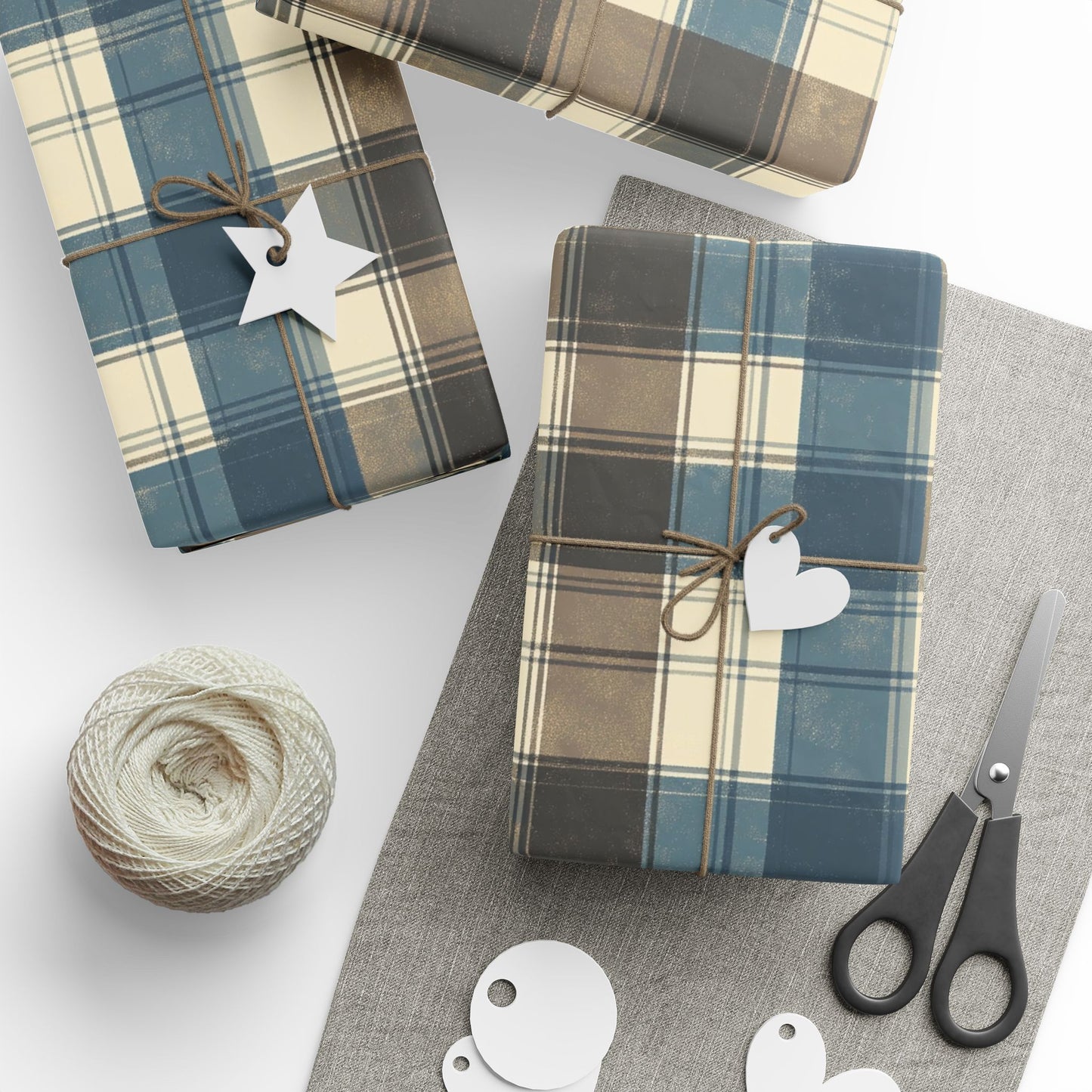 Plaid Wrapping Paper Roll, Rustic Gift Wrap for Holidays, Birthday, and Special Occasions