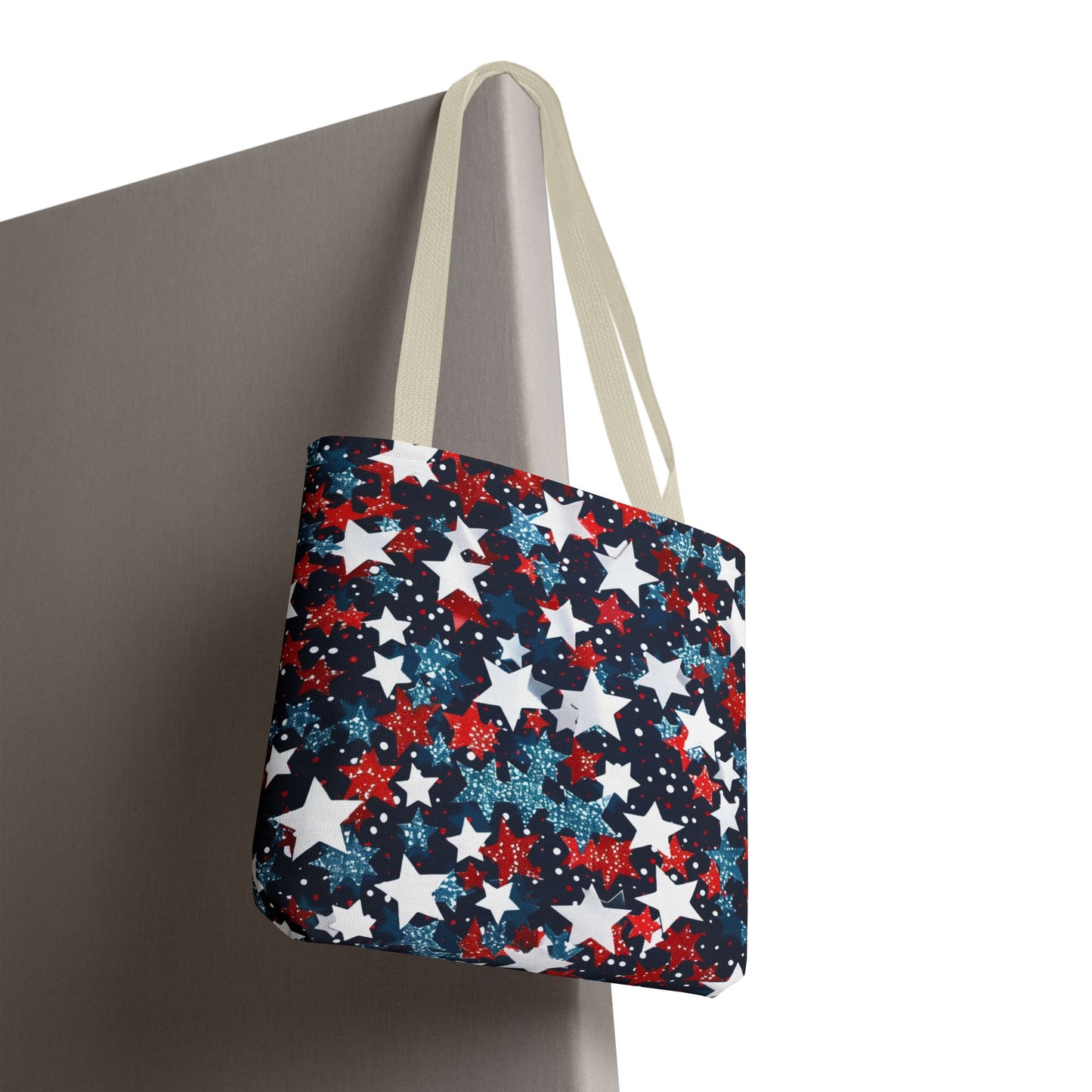 Patriotic Stars Tote Bag, Stylish Grocery Bag, Beach Tote, Gift for Her, USA Flag, Summer Accessory