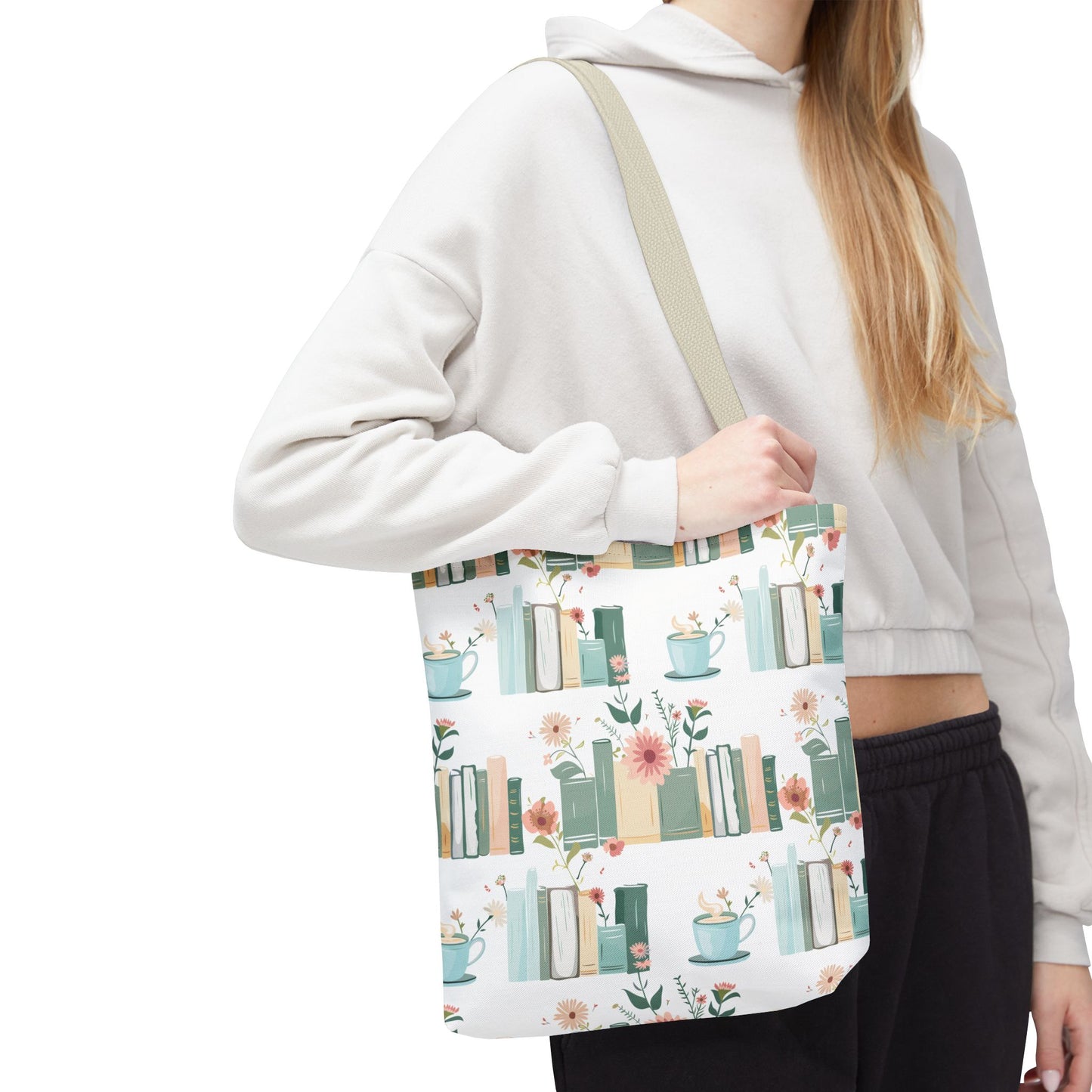 Book Lovers Floral Tote Bag, Eco-Friendly Shopping Bag, Library Tote, Gift for Readers, Canvas Handbag, Botanical Design