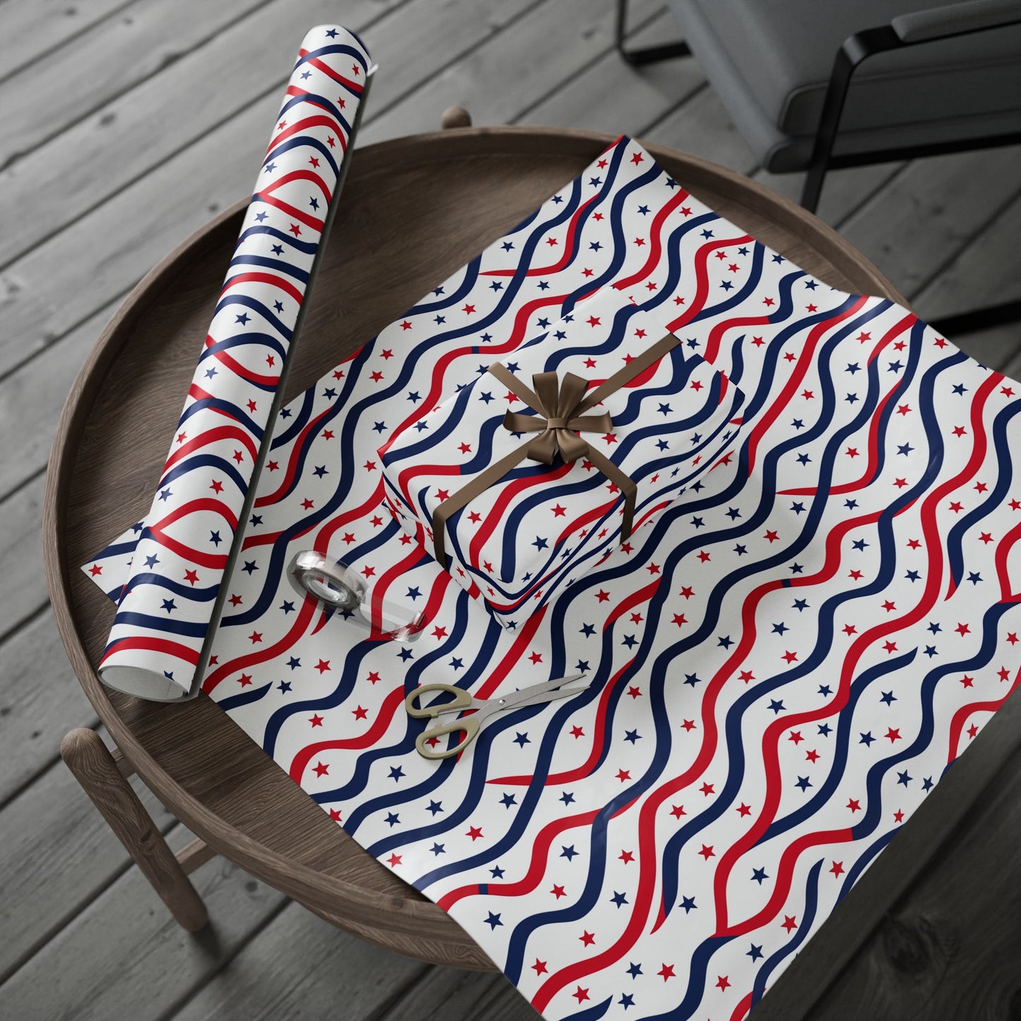 Patriotic Wrapping Paper for Holidays, Gift Wrap for Independence Day, Festive Decor, Star-Patterned Paper, Ideal for Celebrations