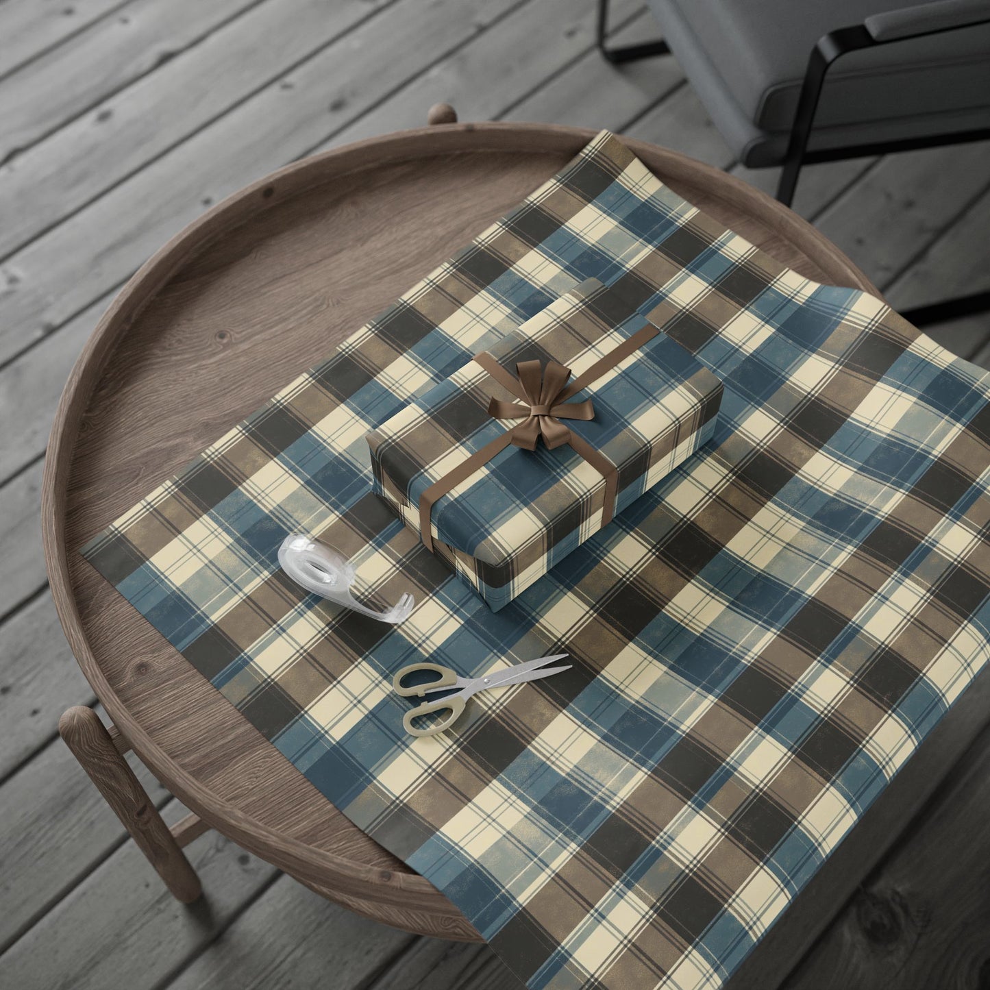 Plaid Wrapping Paper Roll, Rustic Gift Wrap for Holidays, Birthday, and Special Occasions