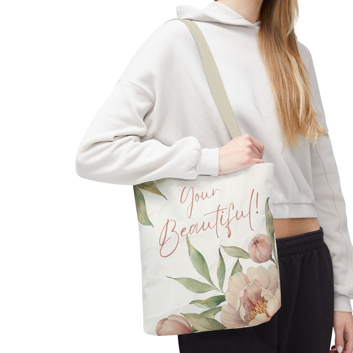 Your Beautiful Floral Tote Bag, Inspirational Tote, Eco-Friendly Tote, Gift for Mom, Fashionable Grocery Bag