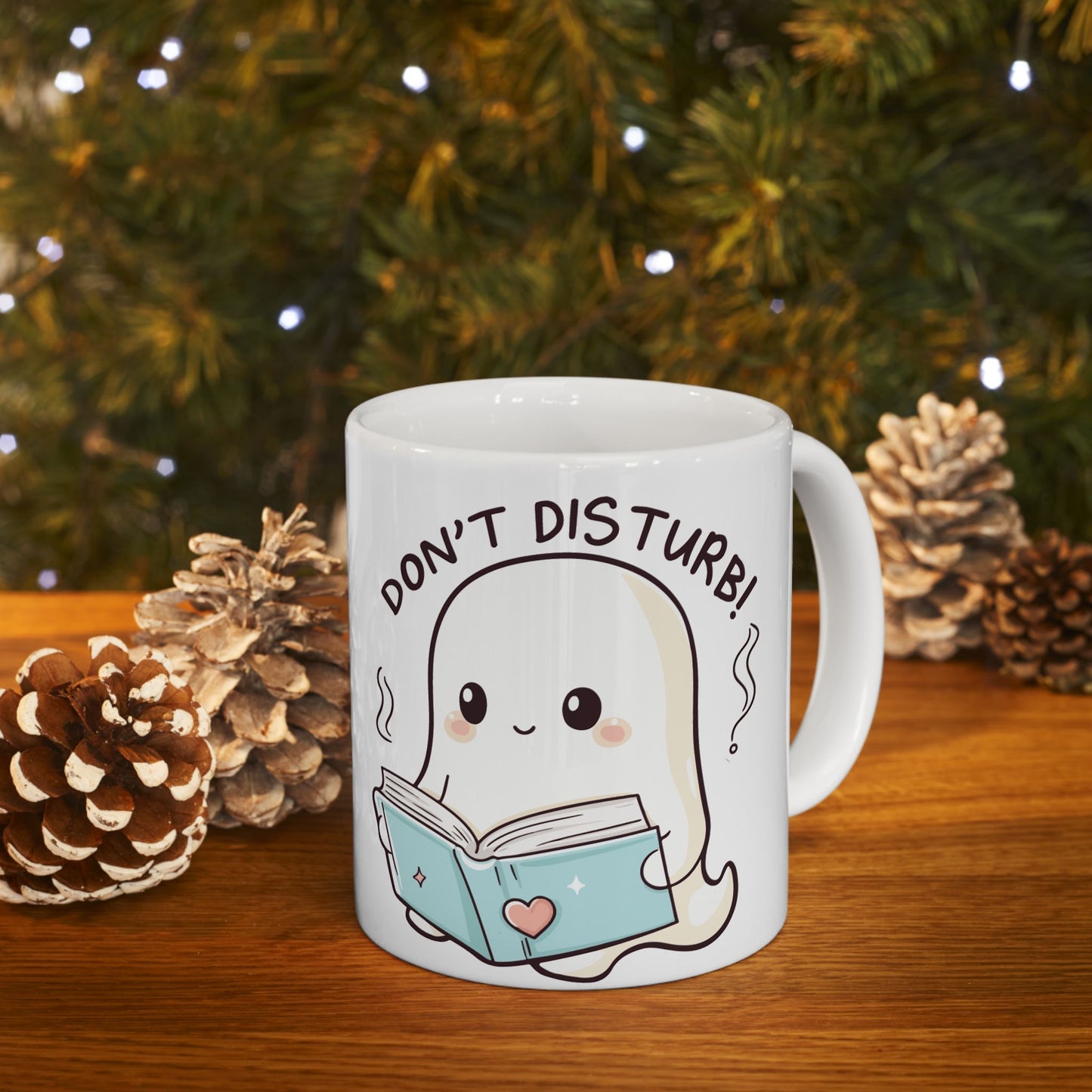 Cute Ghost Reading Ceramic Mug - Don't Disturb! Perfect Gift for Book Lovers, Coffee Lovers, Halloween, Cozy Vibes, Unique Kitchen Decor