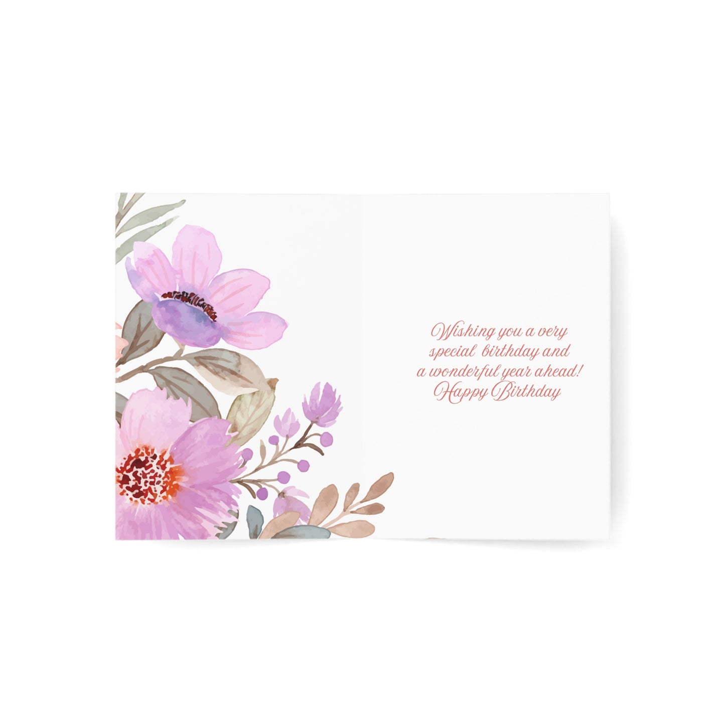 Floral Birthday Greeting Cards Set - 1, 10, 30, or 50pcs
